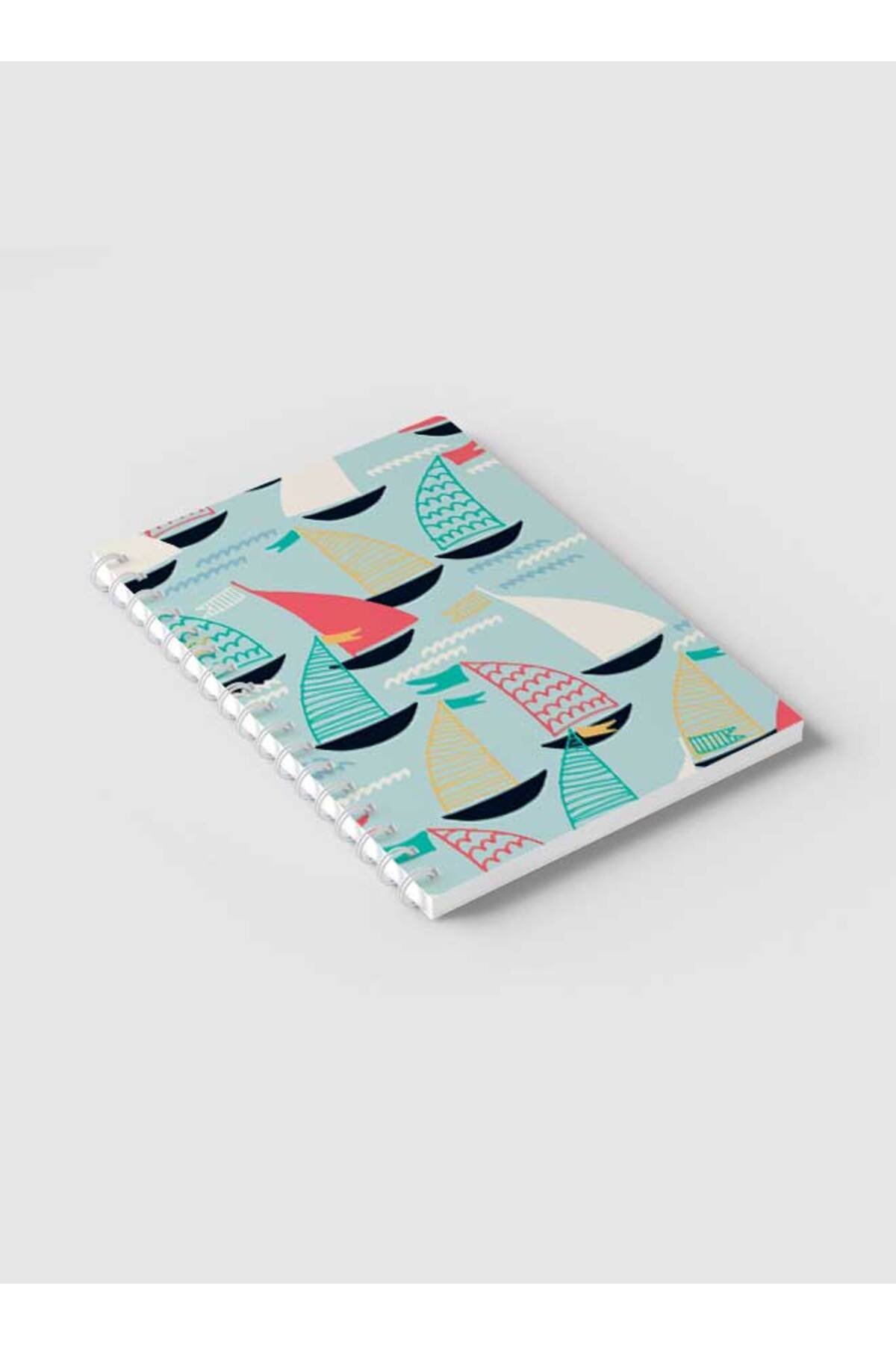 LOWHA-Spiral Notebook with Front and Back Hard Covers Featuring Sailboat Design 2
