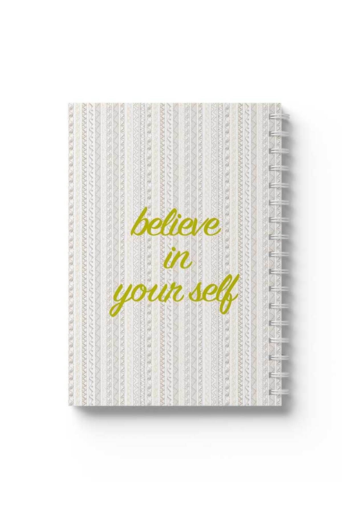 LOWHA-Spiral Notebook with Front and Back Hard Covers Featuring Believe in Yourself Design 1