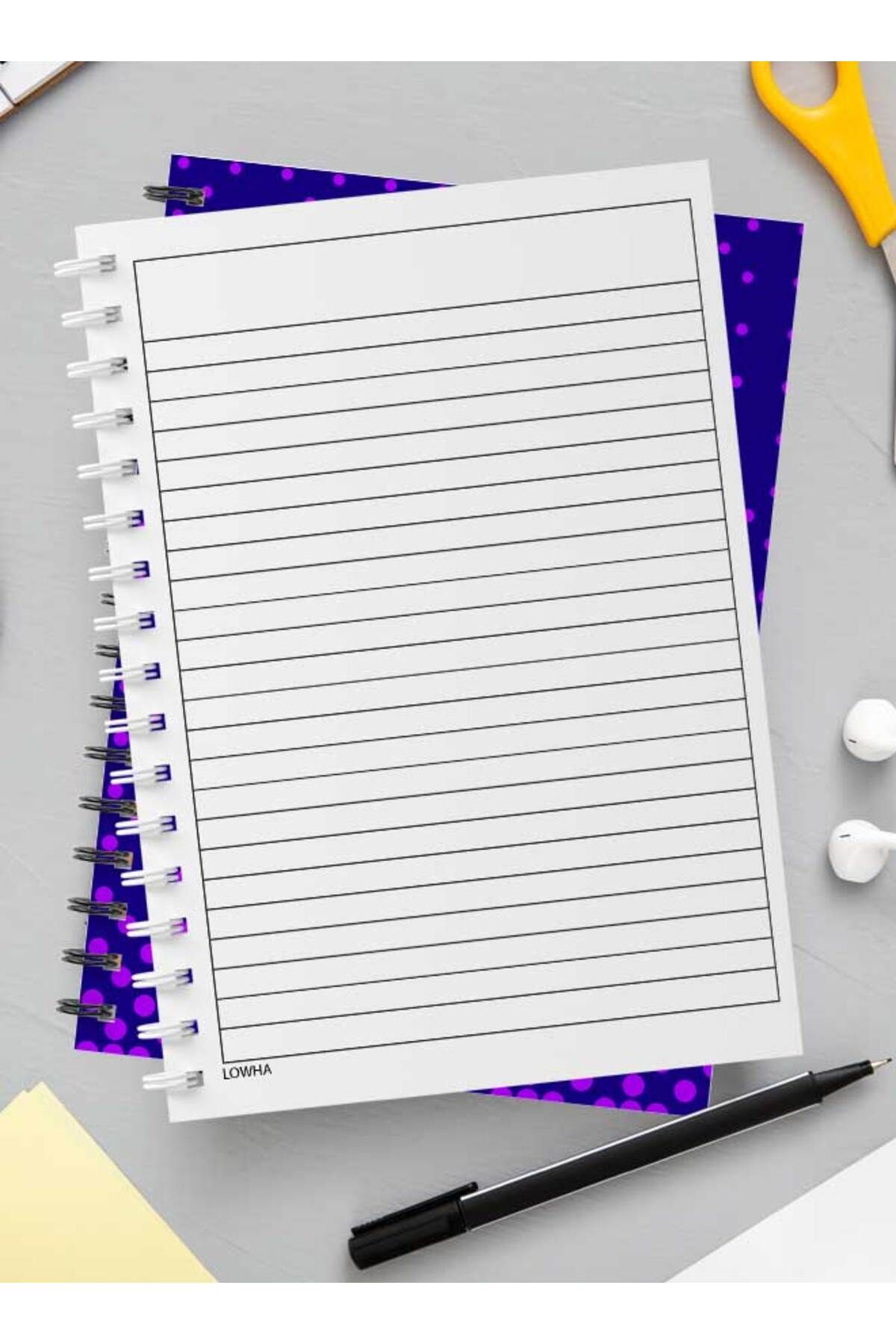LOWHA-Spiral Notebook with Front and Back Hard Covers Featuring Circular Halftone Purple Design 3