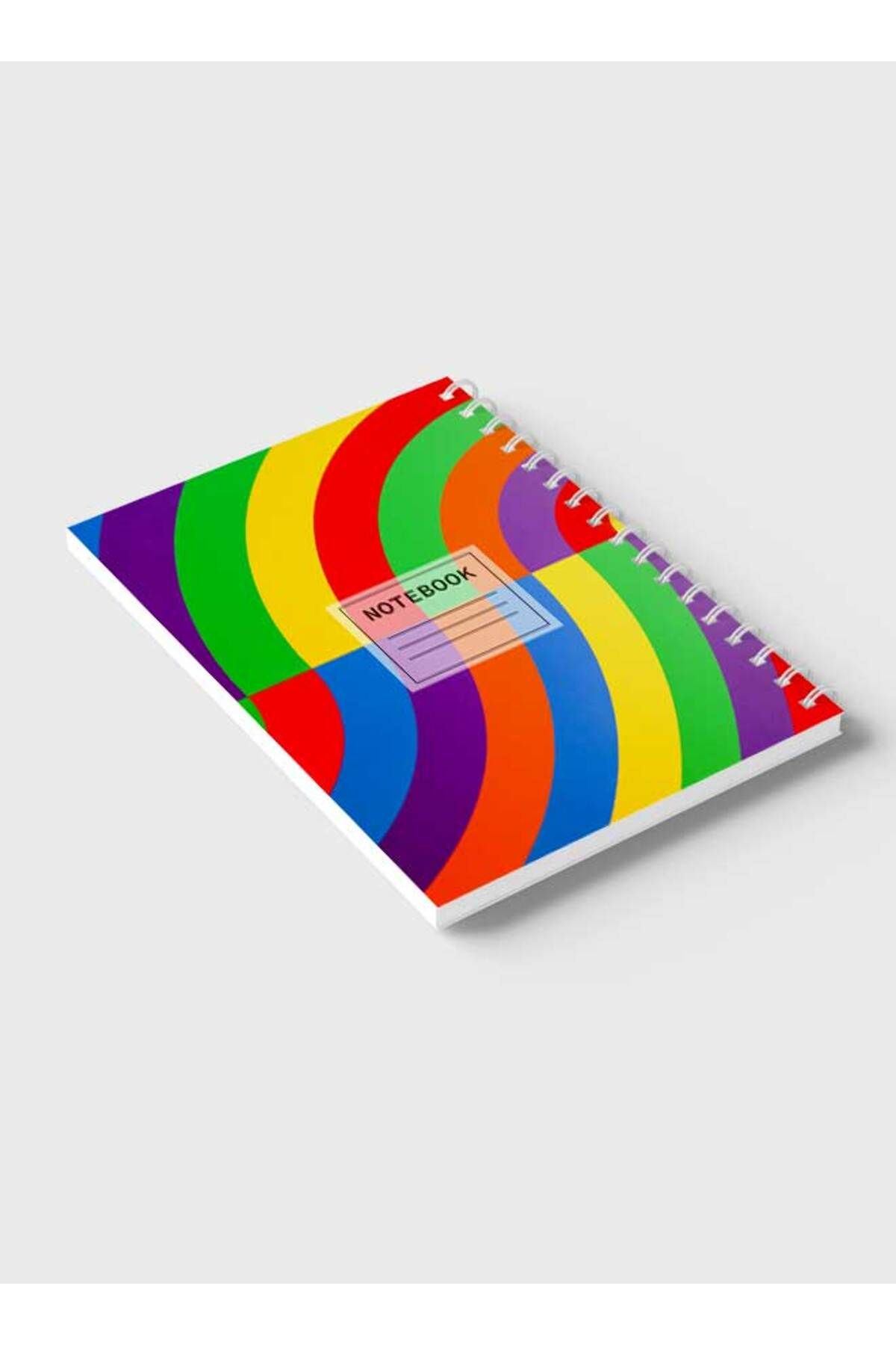 LOWHA-Spiral Notebook with Front and Back Hard Covers Featuring Abstract Colored Connected Shapes Design 6
