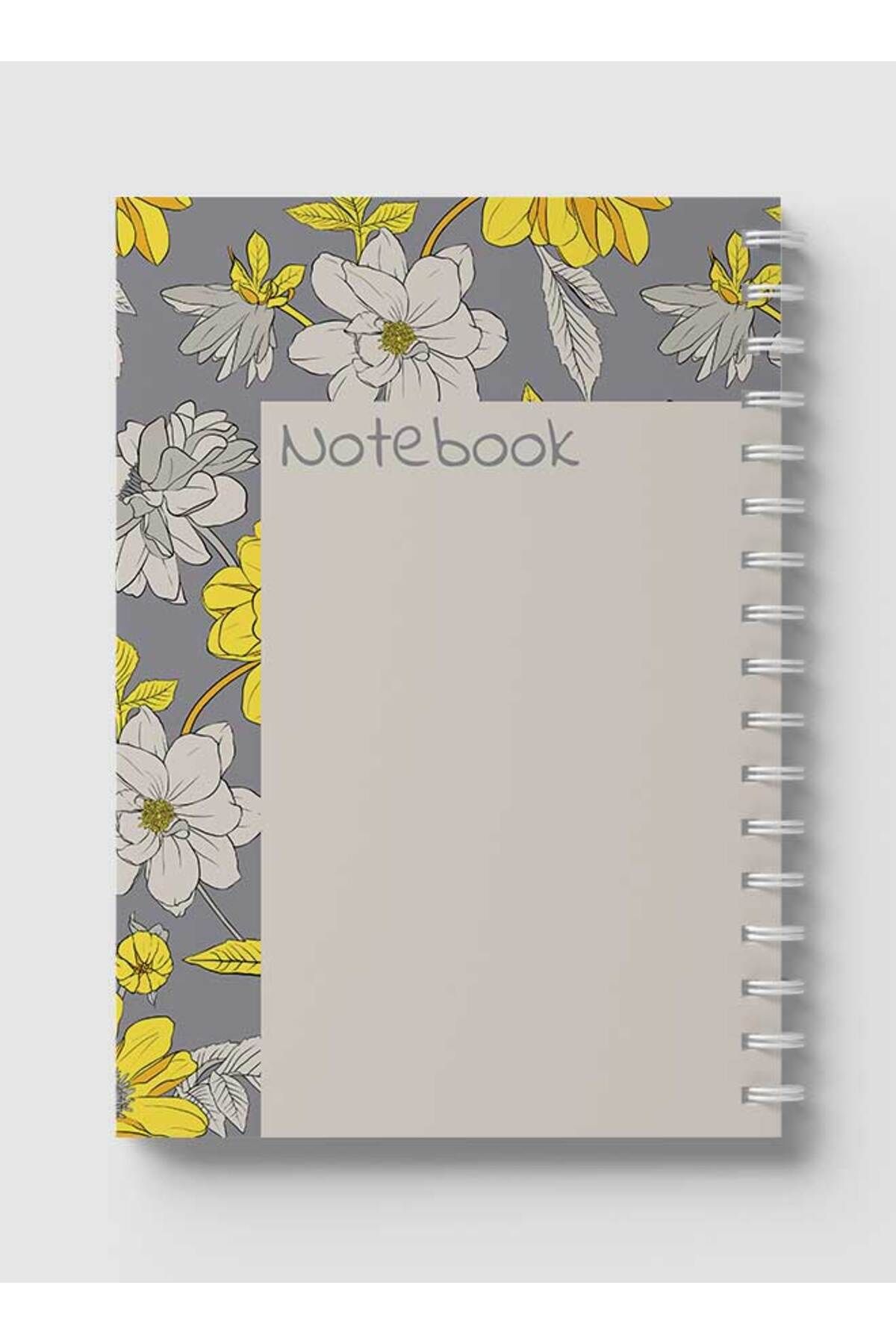 LOWHA-Spiral Notebook with Front and Back Hard Covers Featuring Abstract Floral Vector Design 5