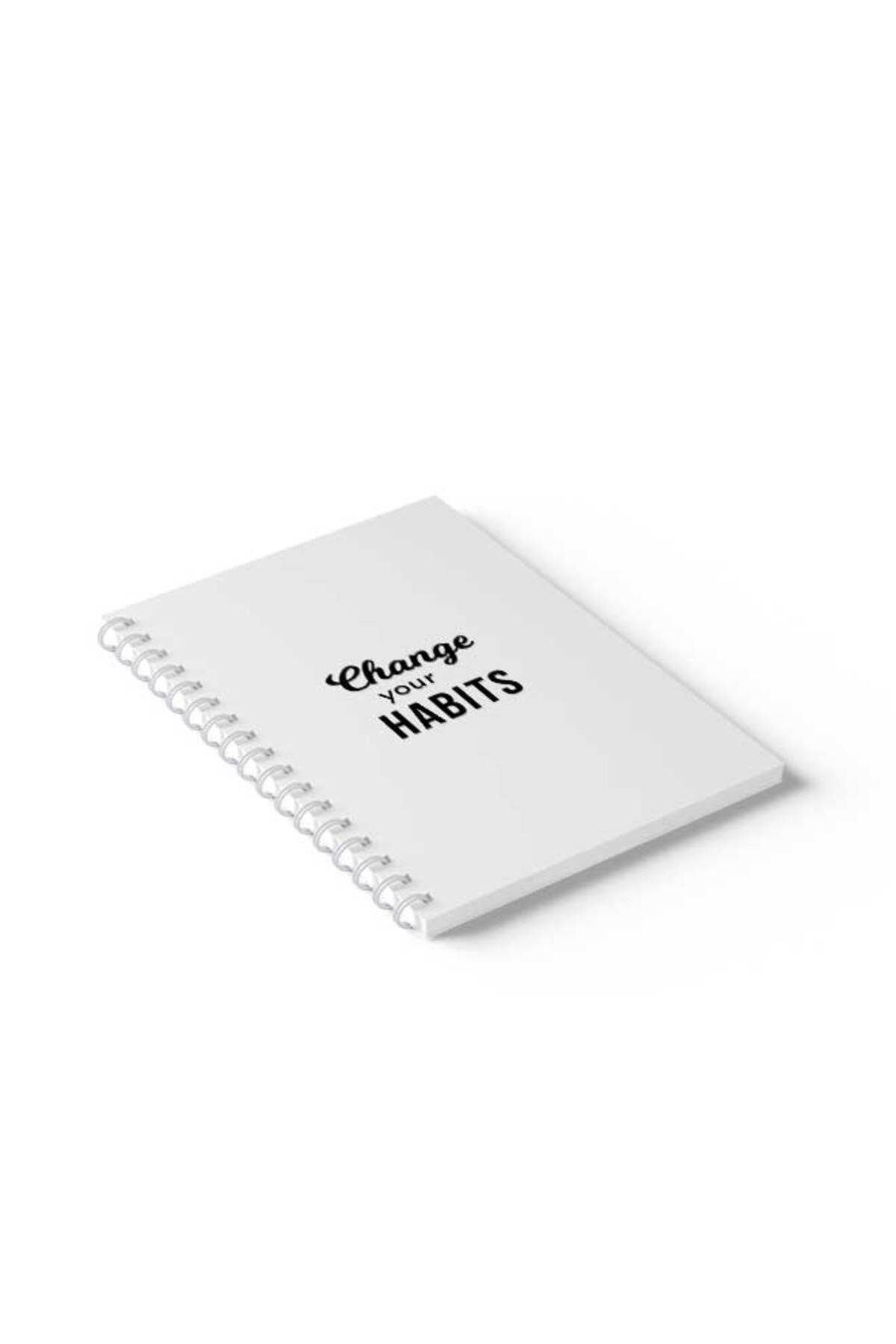 LOWHA-Spiral Notebook with Front and Back Hard Covers Featuring Change Your Habits Design 2