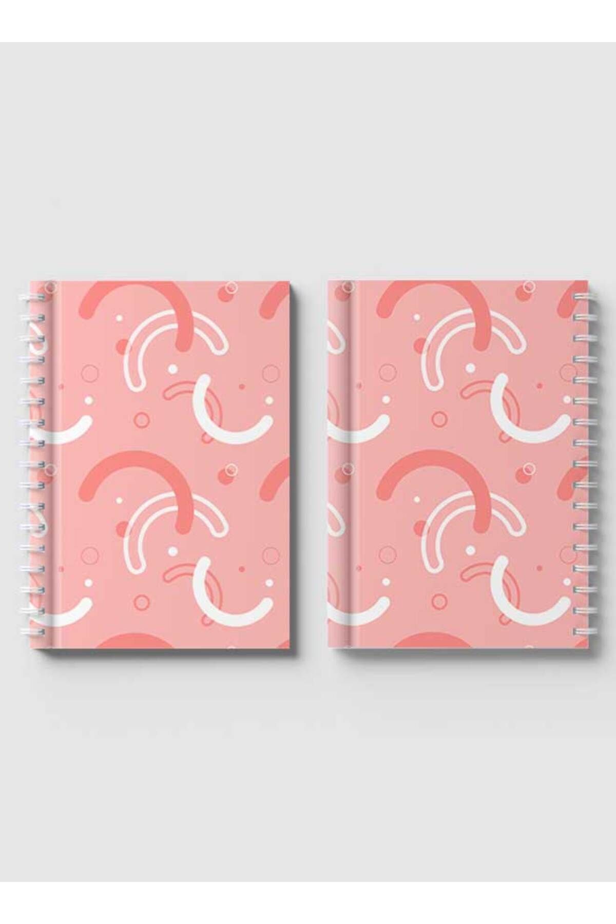 LOWHA-Spiral Notebook with Front and Back Hard Covers Featuring Memphis Abstract Shapes Design 4
