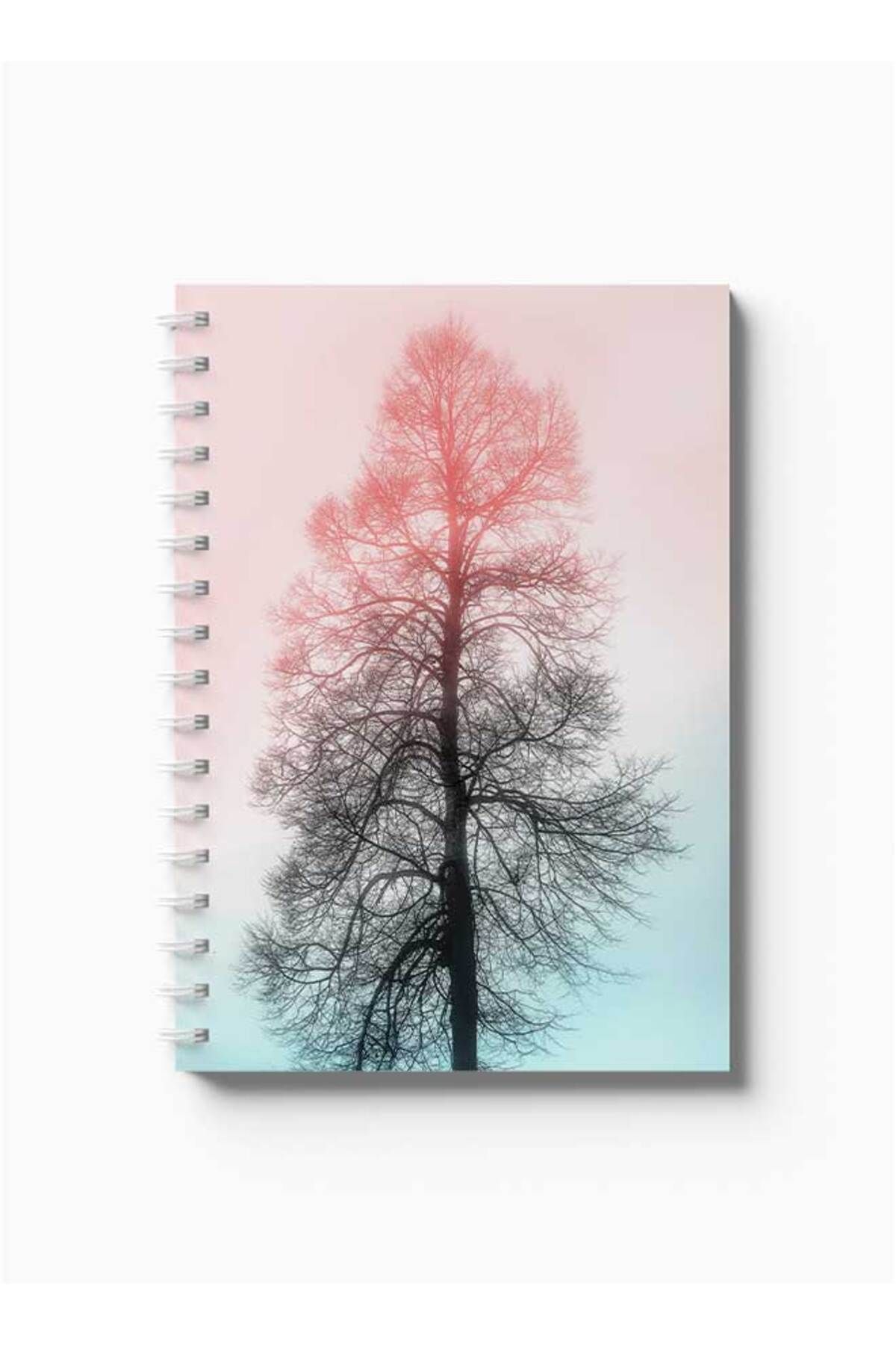 LOWHA-Spiral Notebook with Front and Back Hard Covers Featuring Tree Design 5