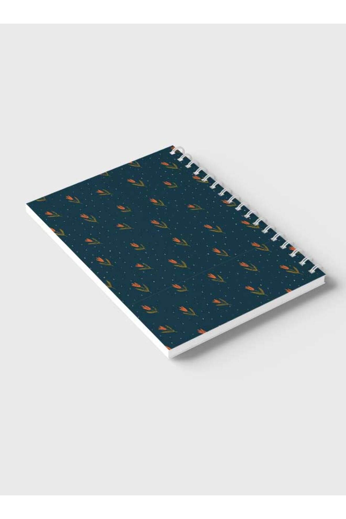 LOWHA-Spiral Notebook with Front and Back Hard Covers Featuring Flowers with White Dots Design 6