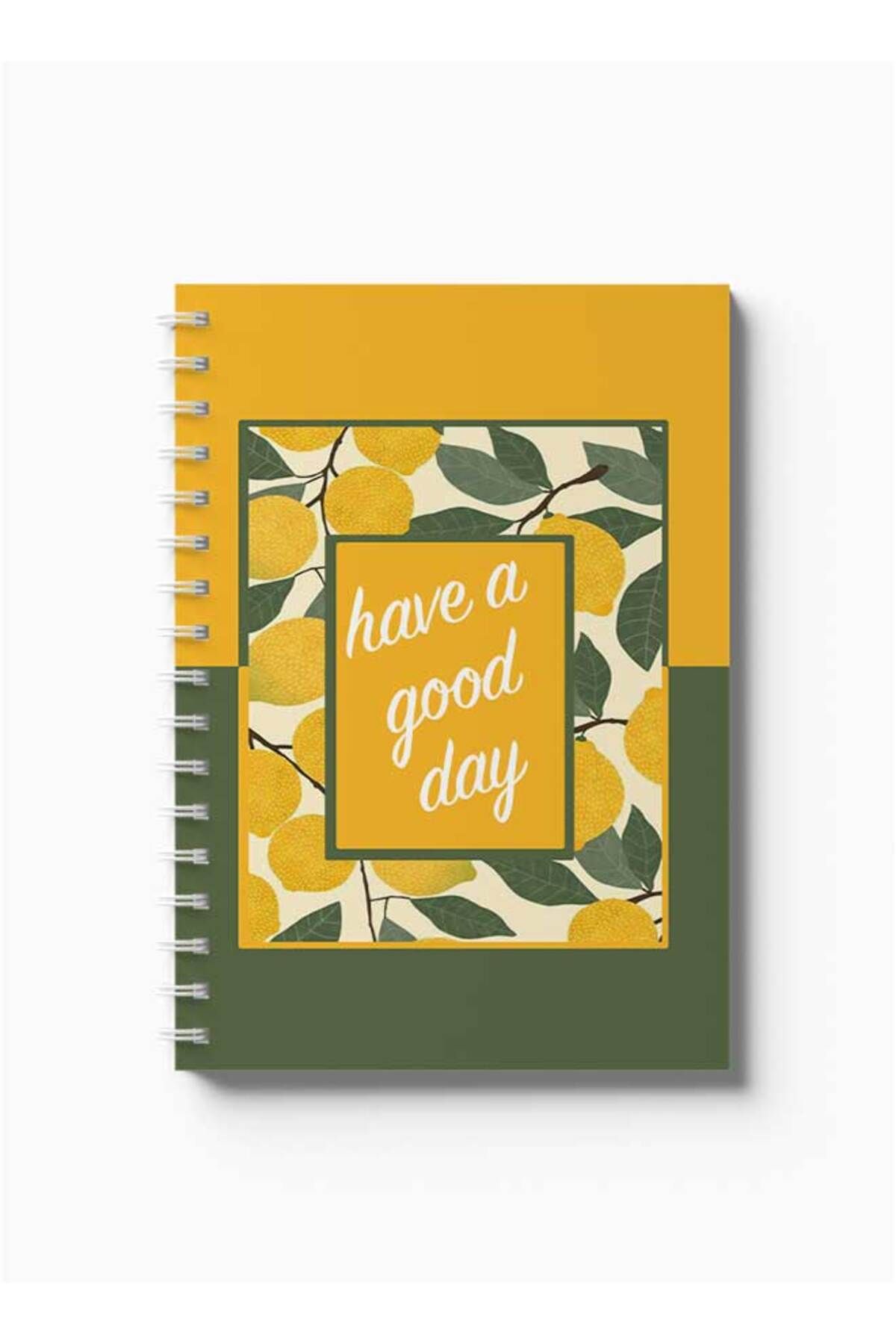 LOWHA-Spiral Notebook with Front and Back Hard Covers Featuring Have A good Day with Lemon Design 5