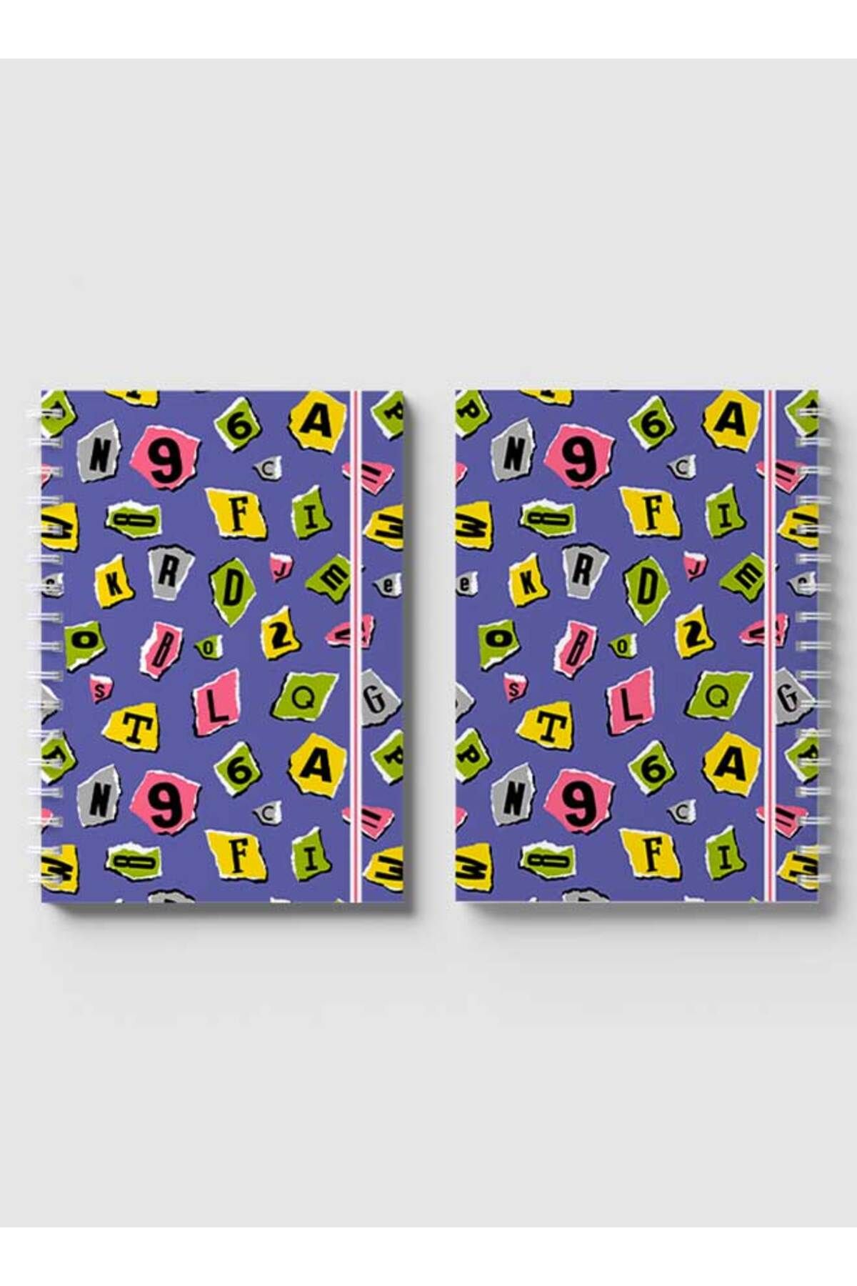 LOWHA-Spiral Notebook with Front and Back Hard Covers Featuring Torn Letters & Number Design 4