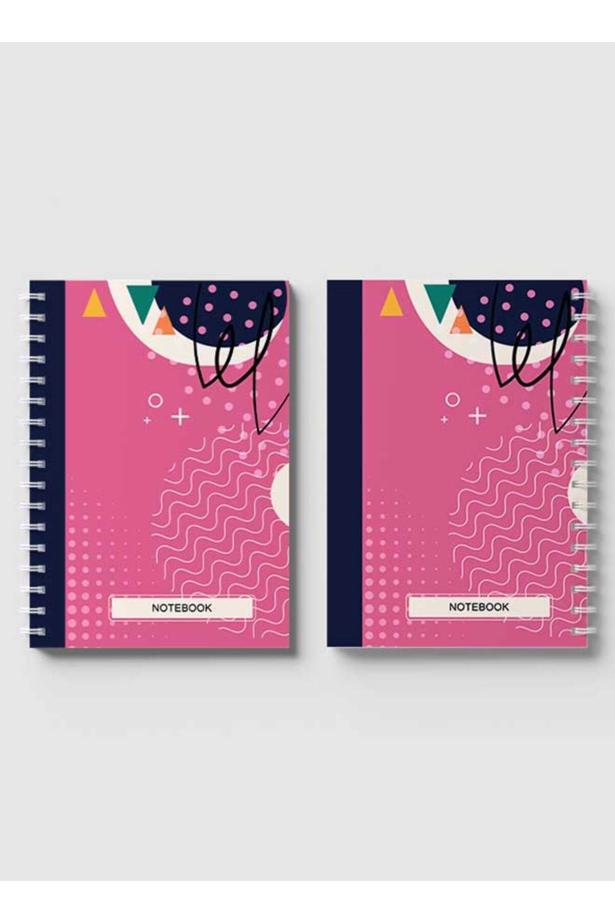 LOWHA-Spiral Notebook with Front and Back Hard Covers Featuring Abstract Geometric Design 4