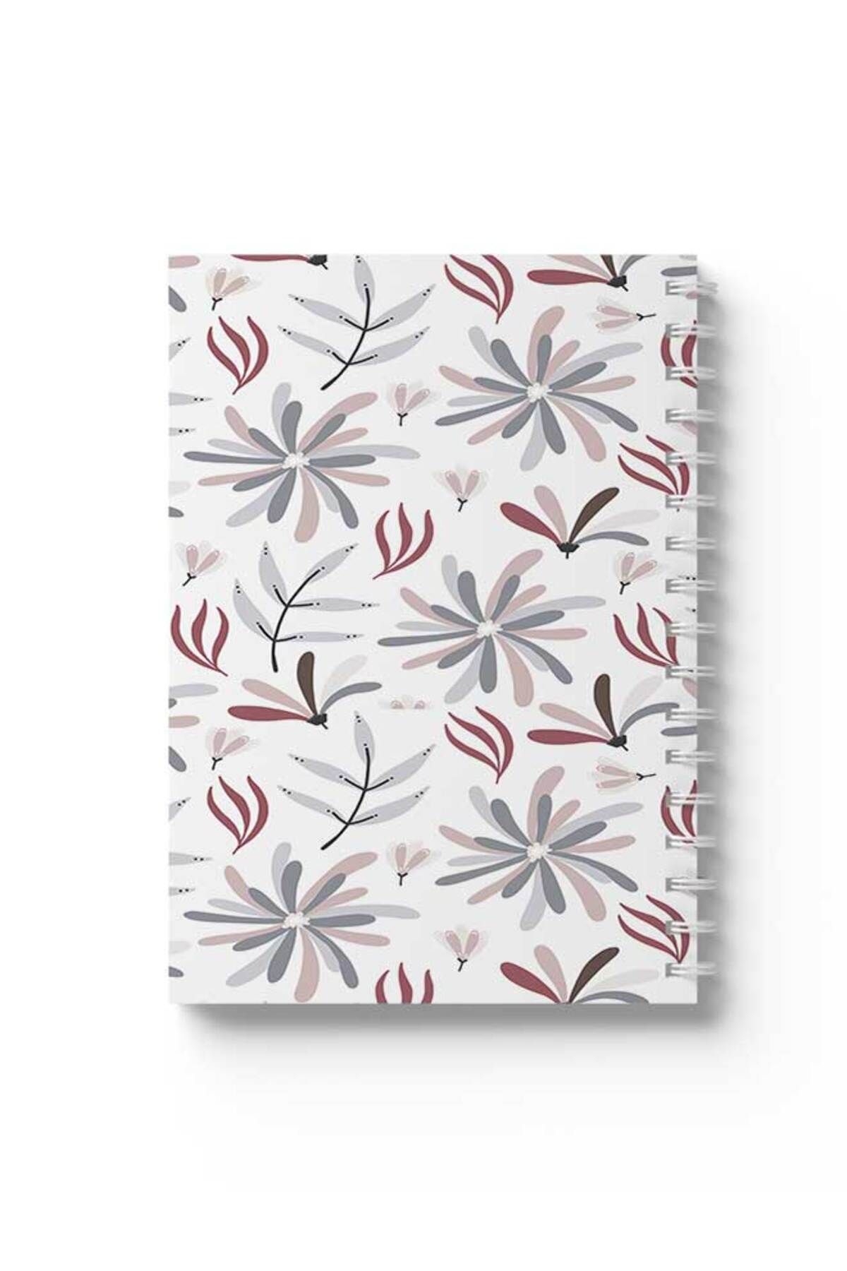 LOWHA-Spiral Notebook with Front and Back Hard Covers Featuring Floral Pattern Design 1