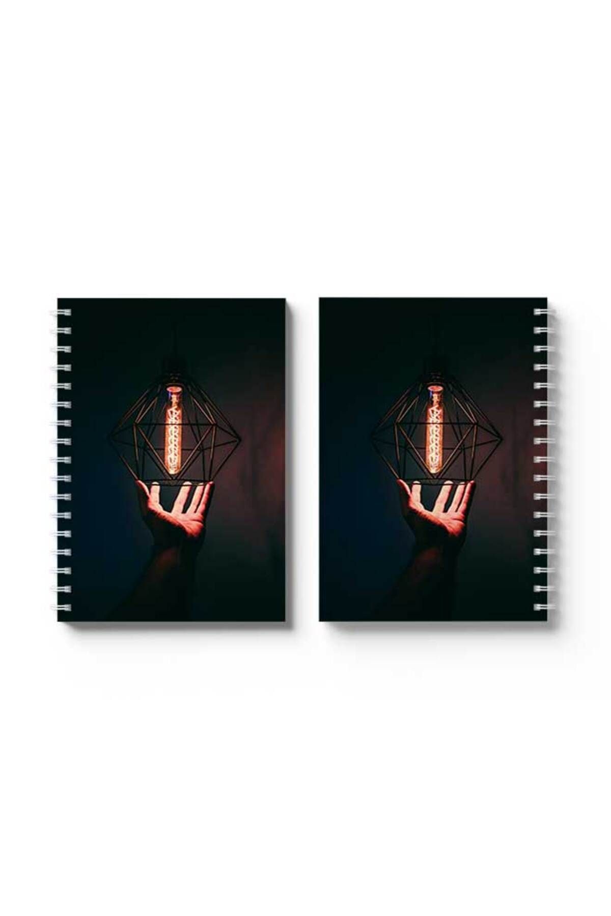 LOWHA-Spiral Notebook with Front and Back Hard Covers Featuring Light Lamp Design 4
