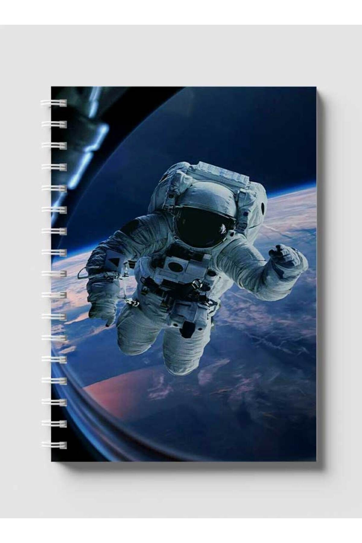 LOWHA-Spiral Notebook with Front and Back Hard Covers Featuring Astronaut Design 1