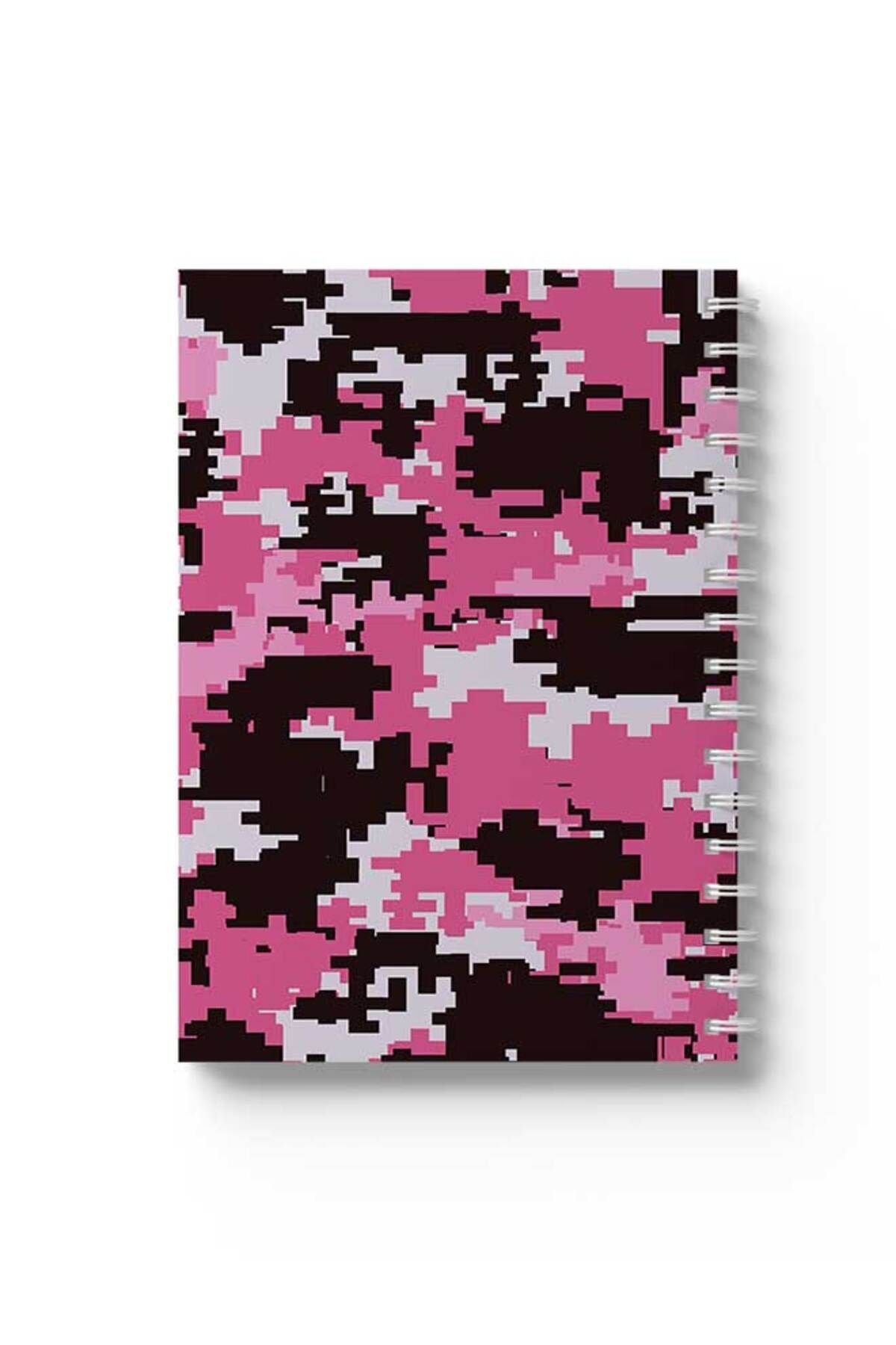 LOWHA-Spiral Notebook with Front and Back Hard Covers Featuring Pixels Design 1