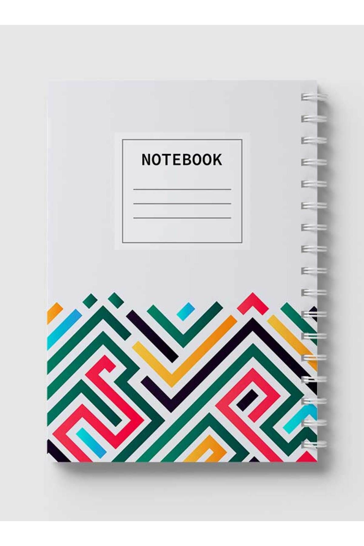 LOWHA-Spiral Notebook with Front and Back Hard Covers Featuring Abstarct Colored Lines Design 5