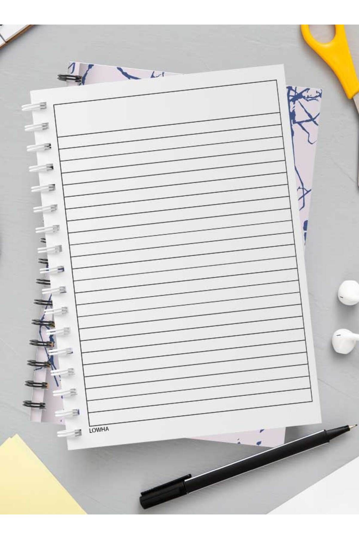 LOWHA-Spiral Notebook with Front and Back Hard Covers Featuring Grey Abstract Texture Design 3