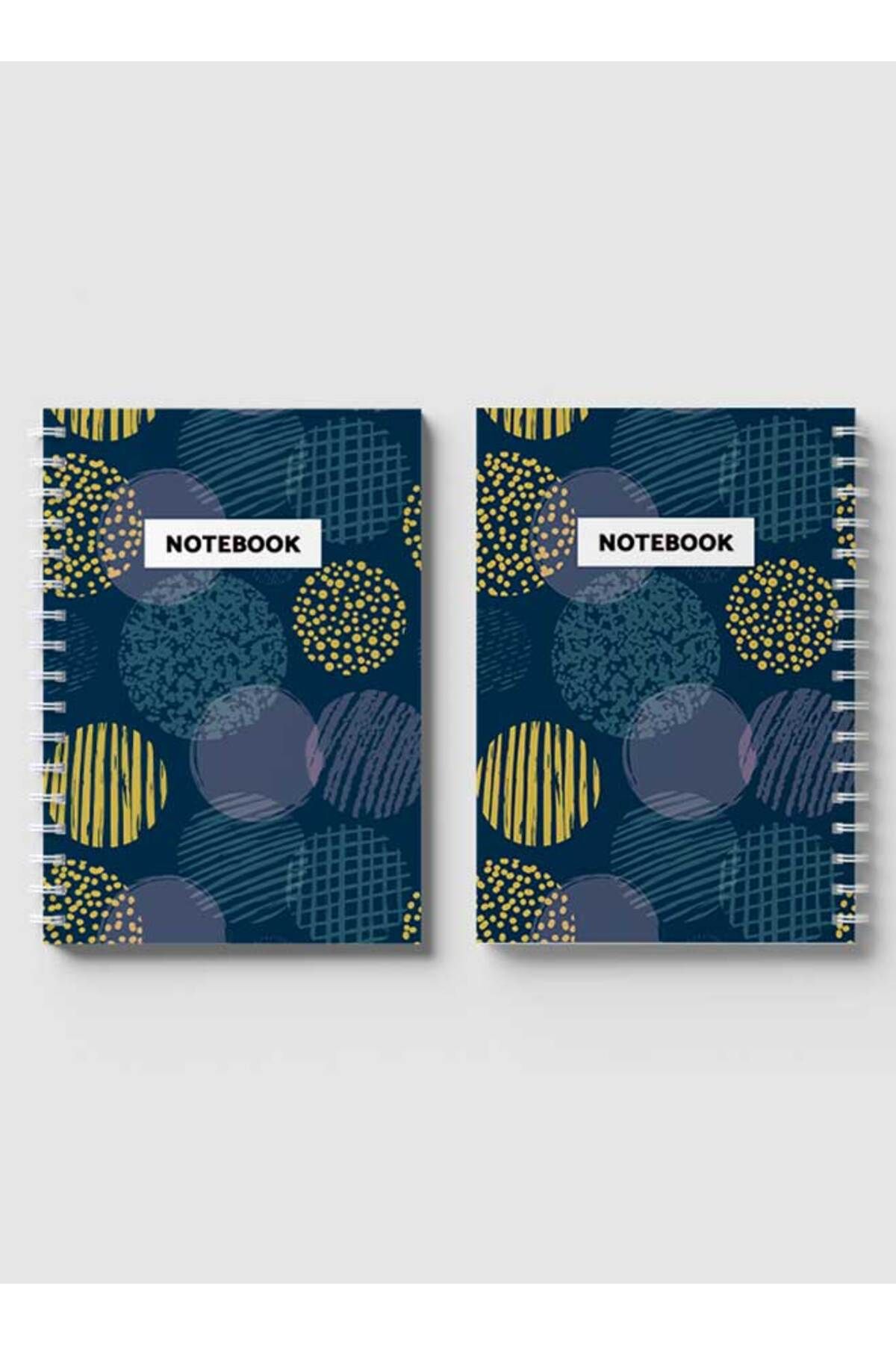 LOWHA-Spiral Notebook with Front and Back Hard Covers Featuring Cover with Circles- Design 4