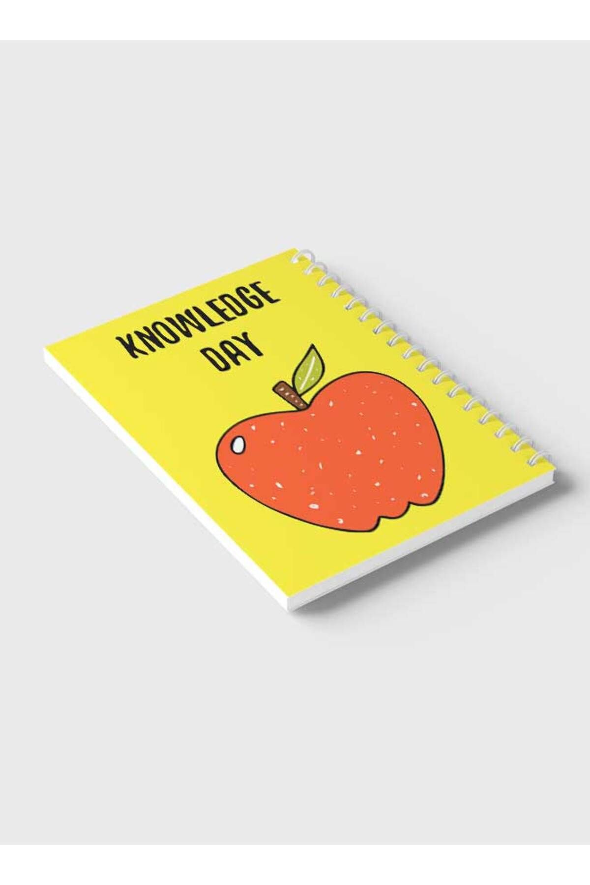 LOWHA-Spiral Notebook with Front and Back Hard Covers Featuring Knowledge Day Apple Design 6
