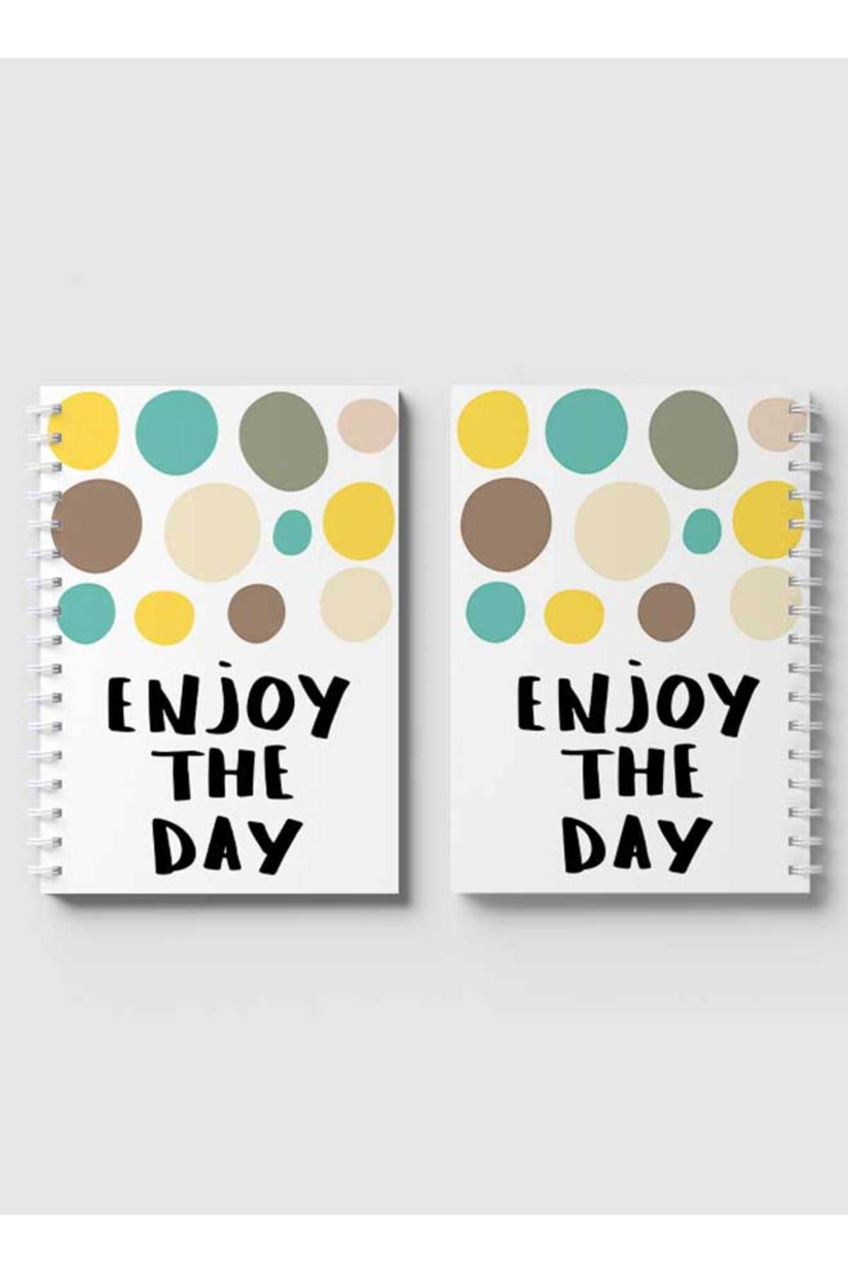 LOWHA-Spiral Notebook with Front and Back Hard Covers Featuring Enjoy the Day Doodle Circles Design 4