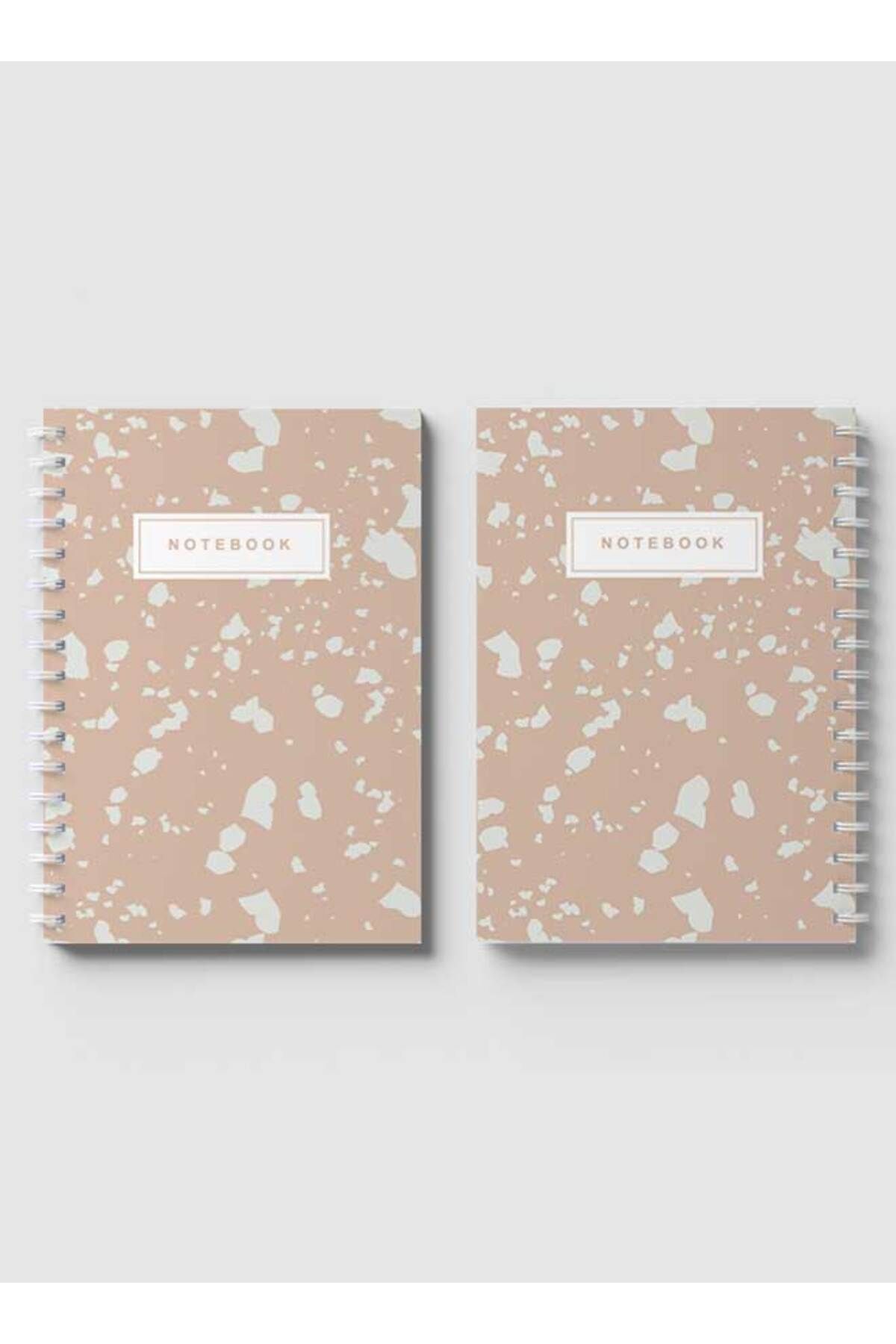LOWHA-Spiral Notebook with Front and Back Hard Covers Featuring Terrazzo Style Design 4