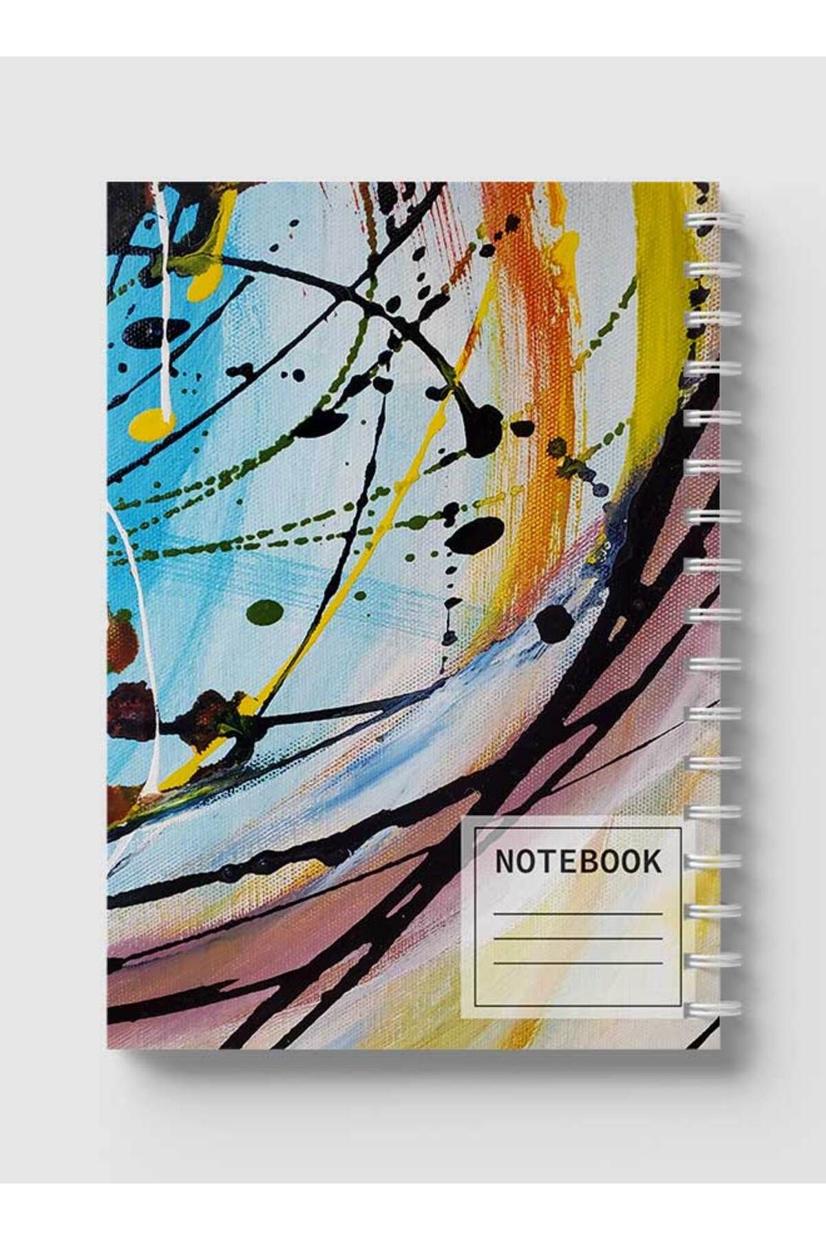 LOWHA-Spiral Notebook with Front and Back Hard Covers Featuring Splattered Paint Design 5