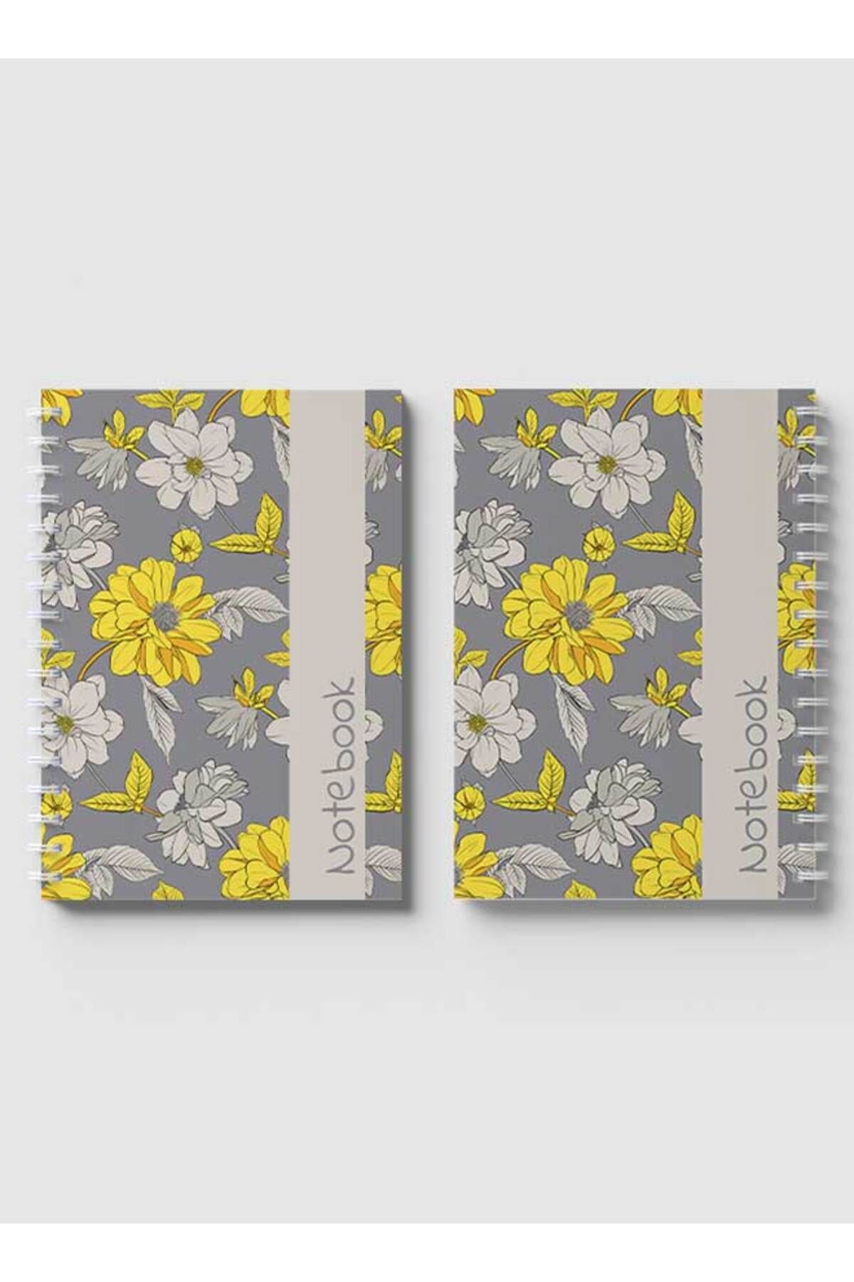 LOWHA-Spiral Notebook with Front and Back Hard Covers Featuring Abstract Floral Vector Design 4