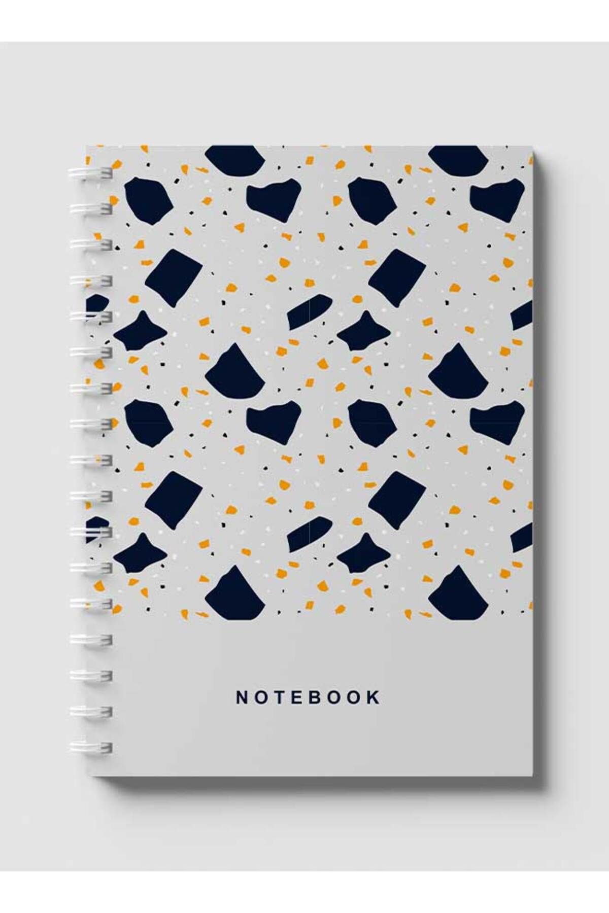 LOWHA-Spiral Notebook with Front and Back Hard Covers Featuring Terrazzo Style Design 1