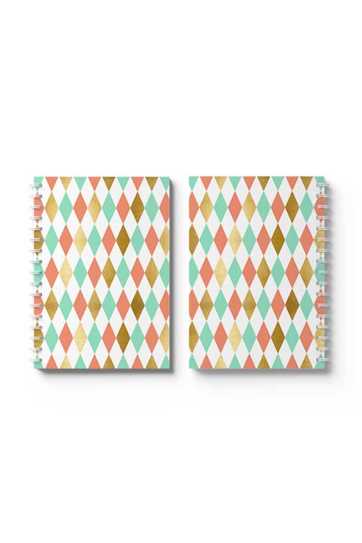 LOWHA-Spiral Notebook with Front and Back Hard Covers Featuring Colourful Shapes Design 4