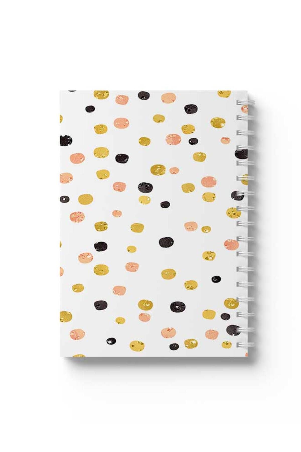 LOWHA-Spiral Notebook with Front and Back Hard Covers Featuring Dots Design 1