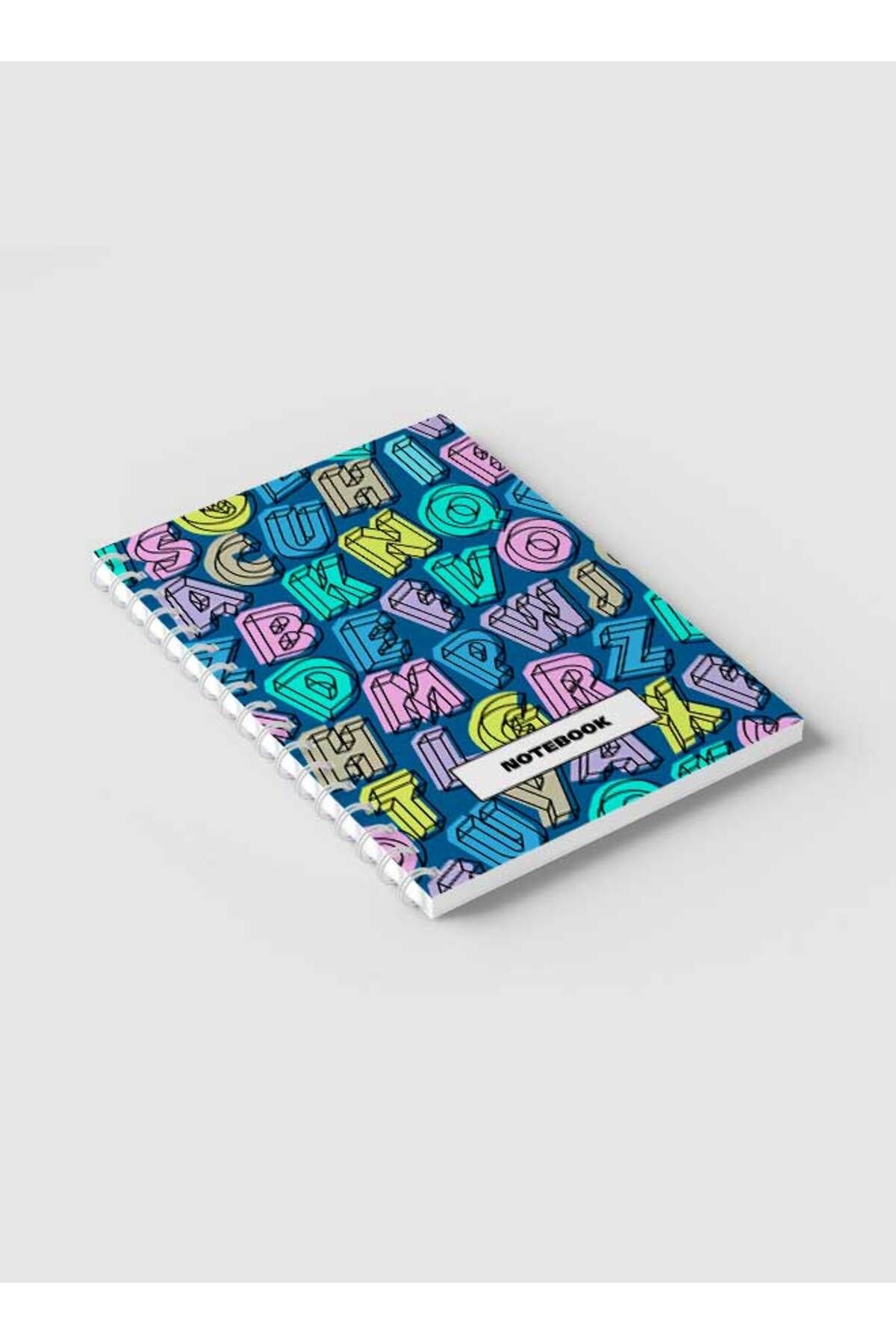 LOWHA-Spiral Notebook with Front and Back Hard Covers Featuring Colored Bold Letters Design 2