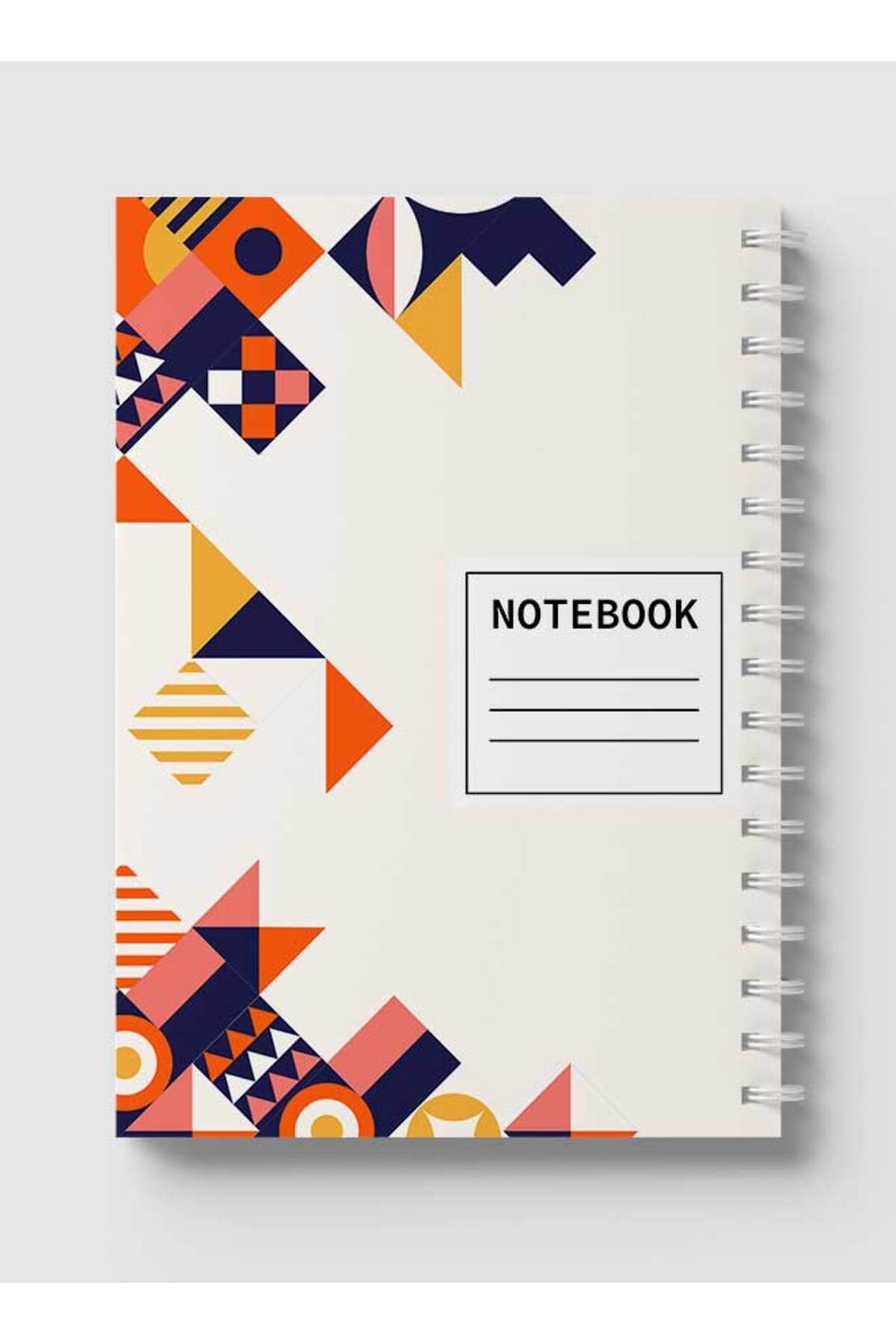 LOWHA-Spiral Notebook with Front and Back Hard Covers Featuring Flat Mosiac Design 5