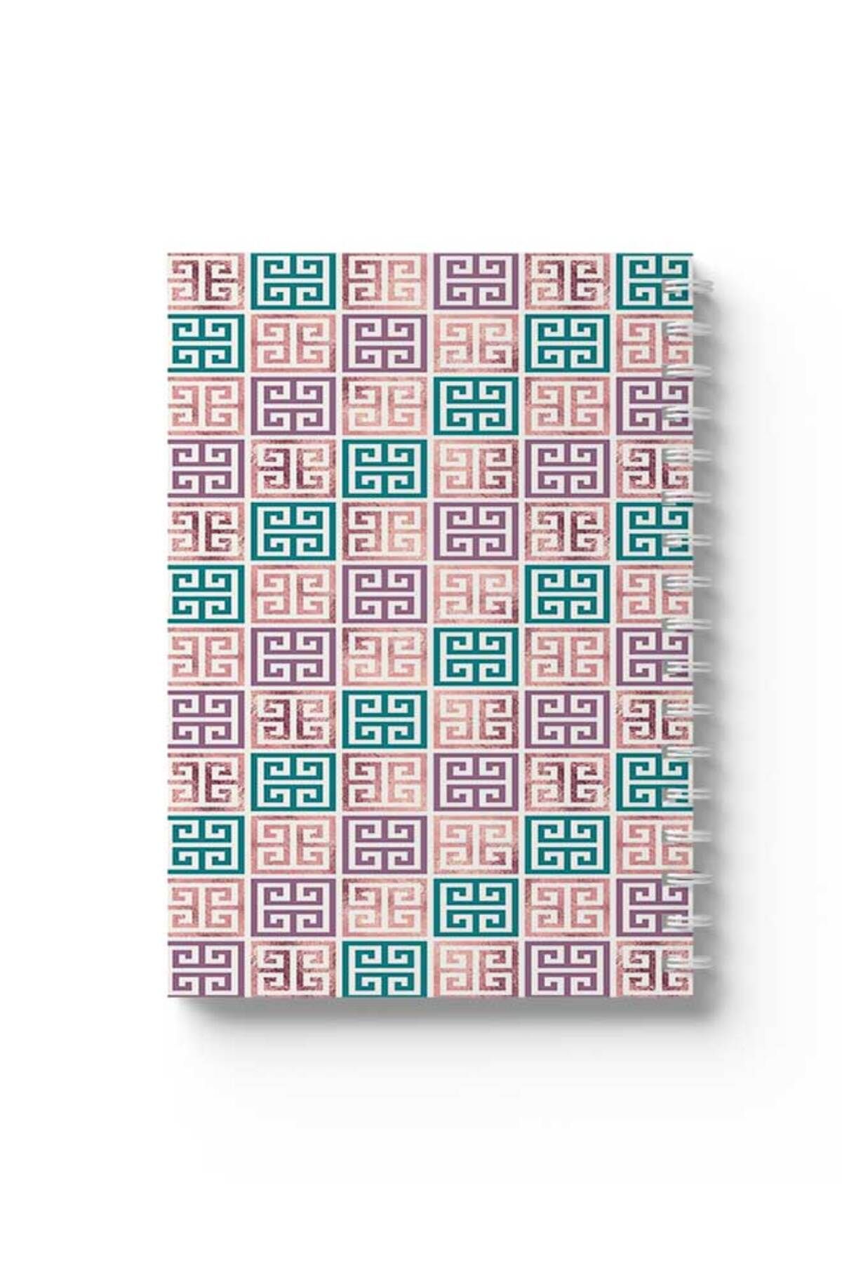 LOWHA-Spiral Notebook with Front and Back Hard Covers Featuring Colourful Shapes Design 1