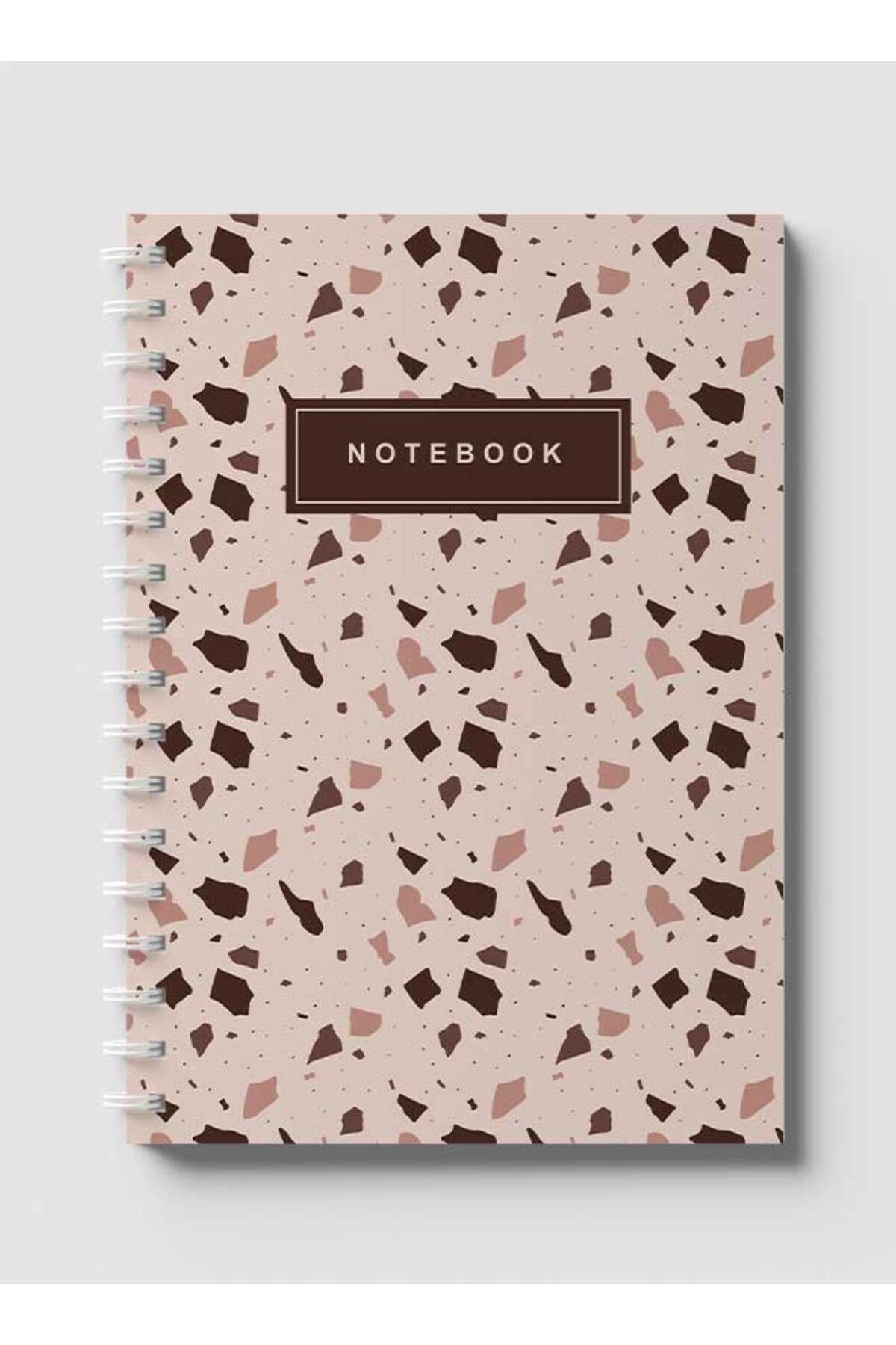 LOWHA-Spiral Notebook with Front and Back Hard Covers Featuring Terrazzo Style Design 1