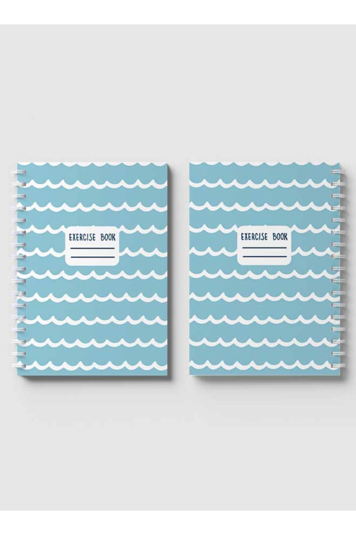 LOWHA-Spiral Notebook with Front and Back Hard Covers Featuring Abstract Waves Design 4