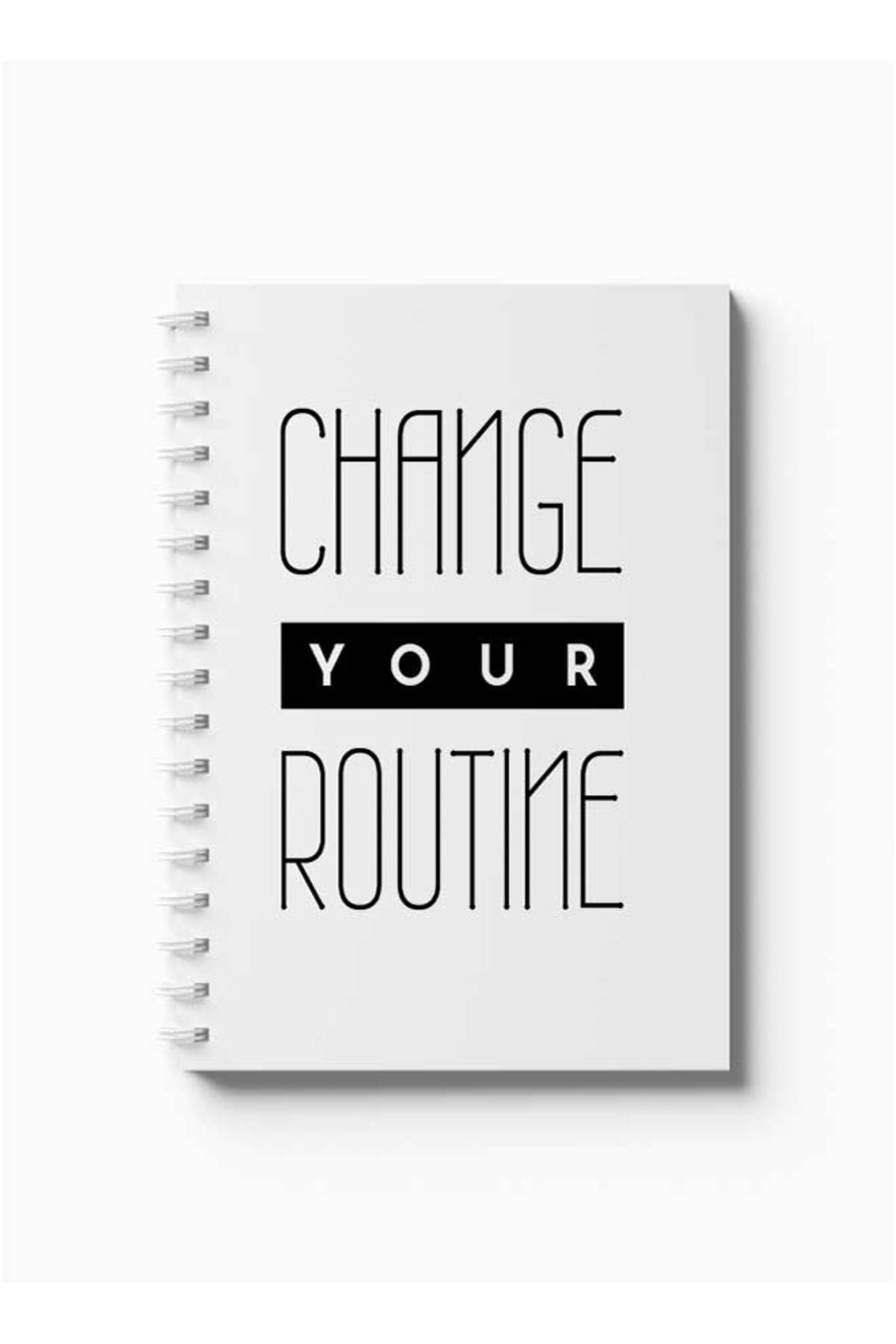 LOWHA-Spiral Notebook with Front and Back Hard Covers Featuring Change Your Routine Design 5