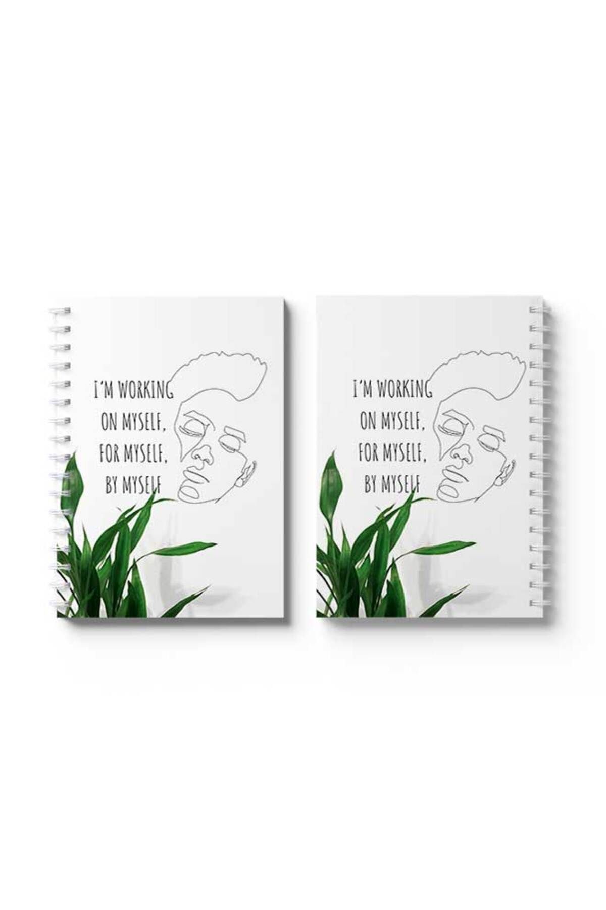 LOWHA-Spiral Notebook with Front and Back Hard Covers Featuring I'm Working on Myself for Myself Design 4