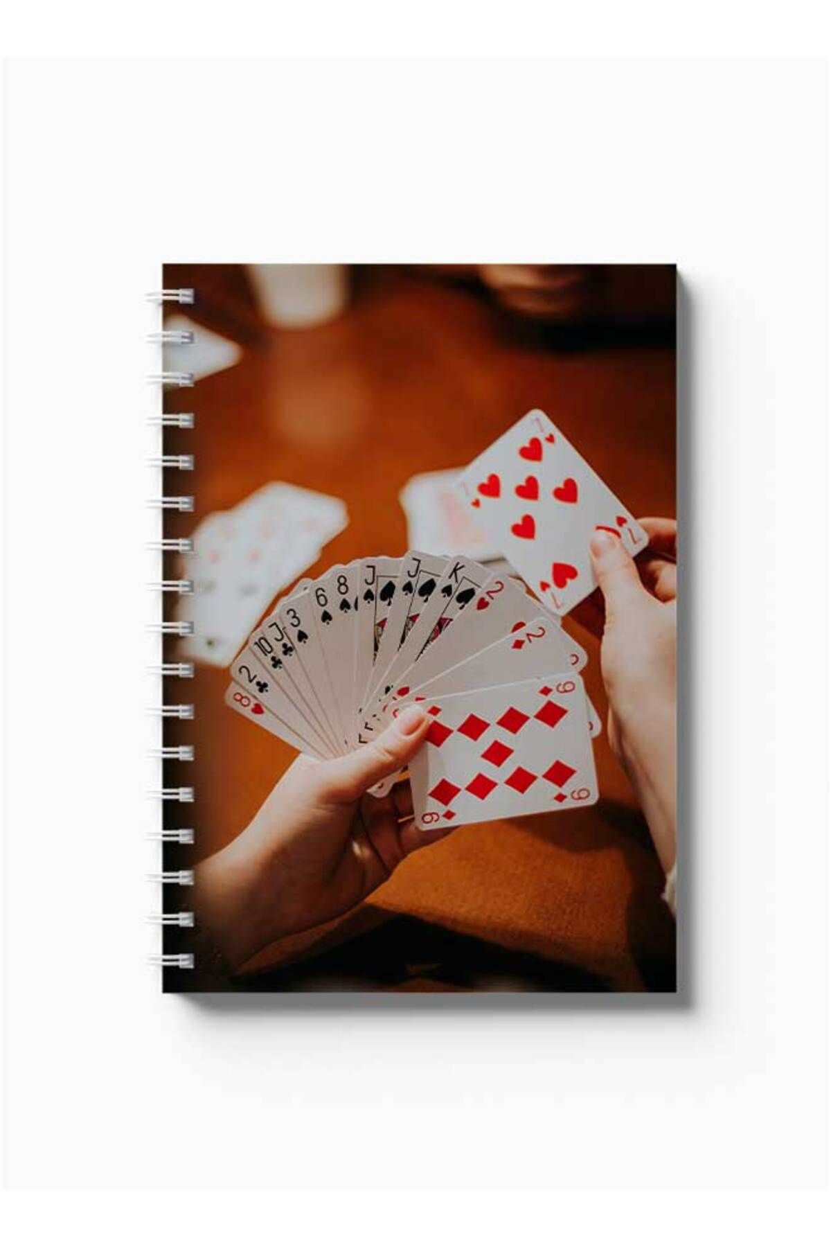 LOWHA-Spiral Notebook with Front and Back Hard Covers Featuring Playing Cards Design 5