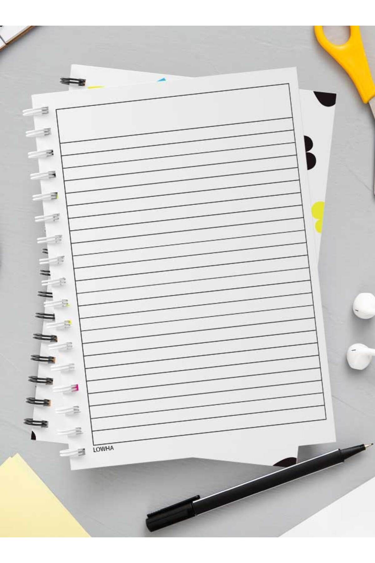 LOWHA-Spiral Notebook with Front and Back Hard Covers Featuring Colored Hearts Design 3