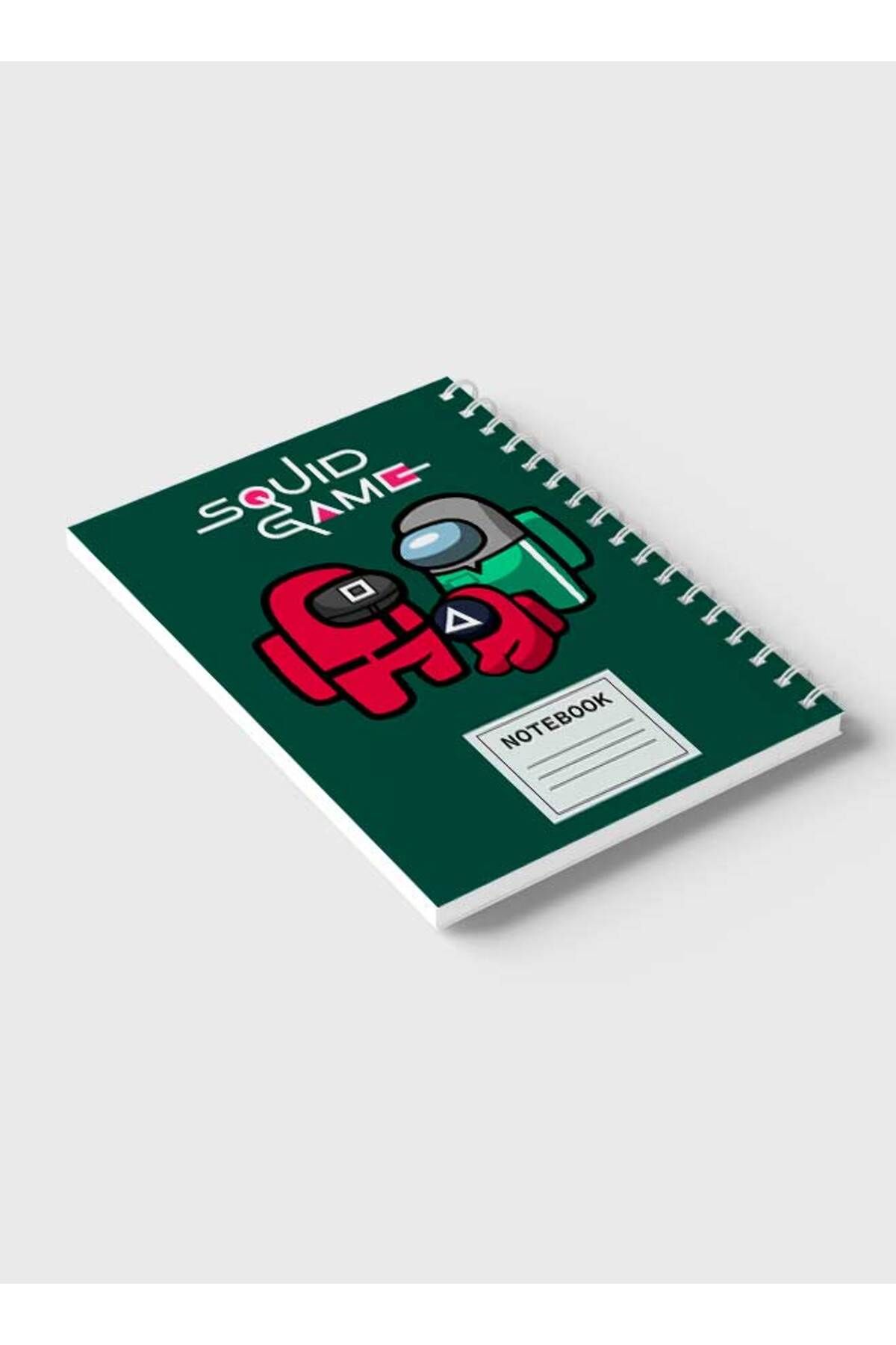 LOWHA-Spiral Notebook with Front and Back Hard Covers Featuring Doodle Squide Game Design 6