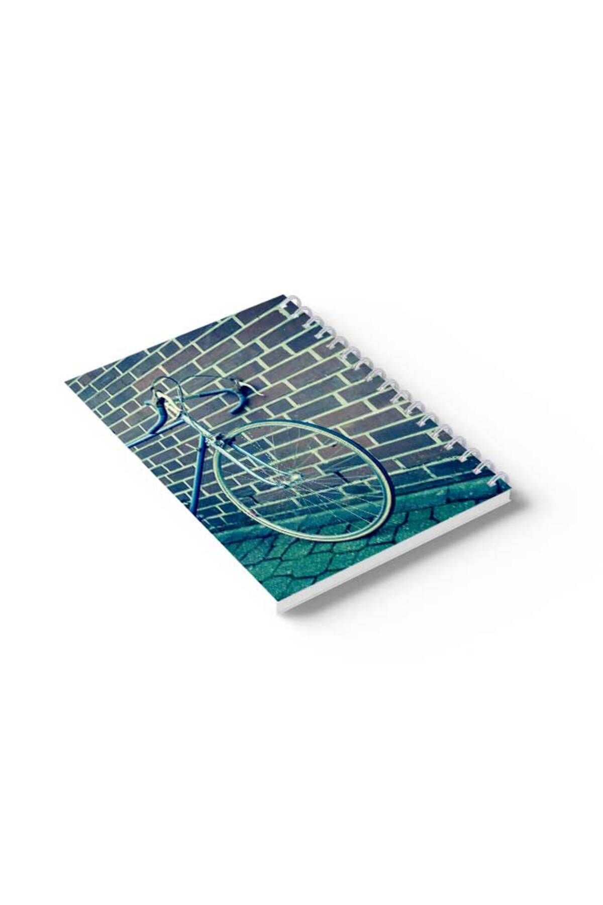 LOWHA-Spiral Notebook with Front and Back Hard Covers Featuring Bicycle Design 6