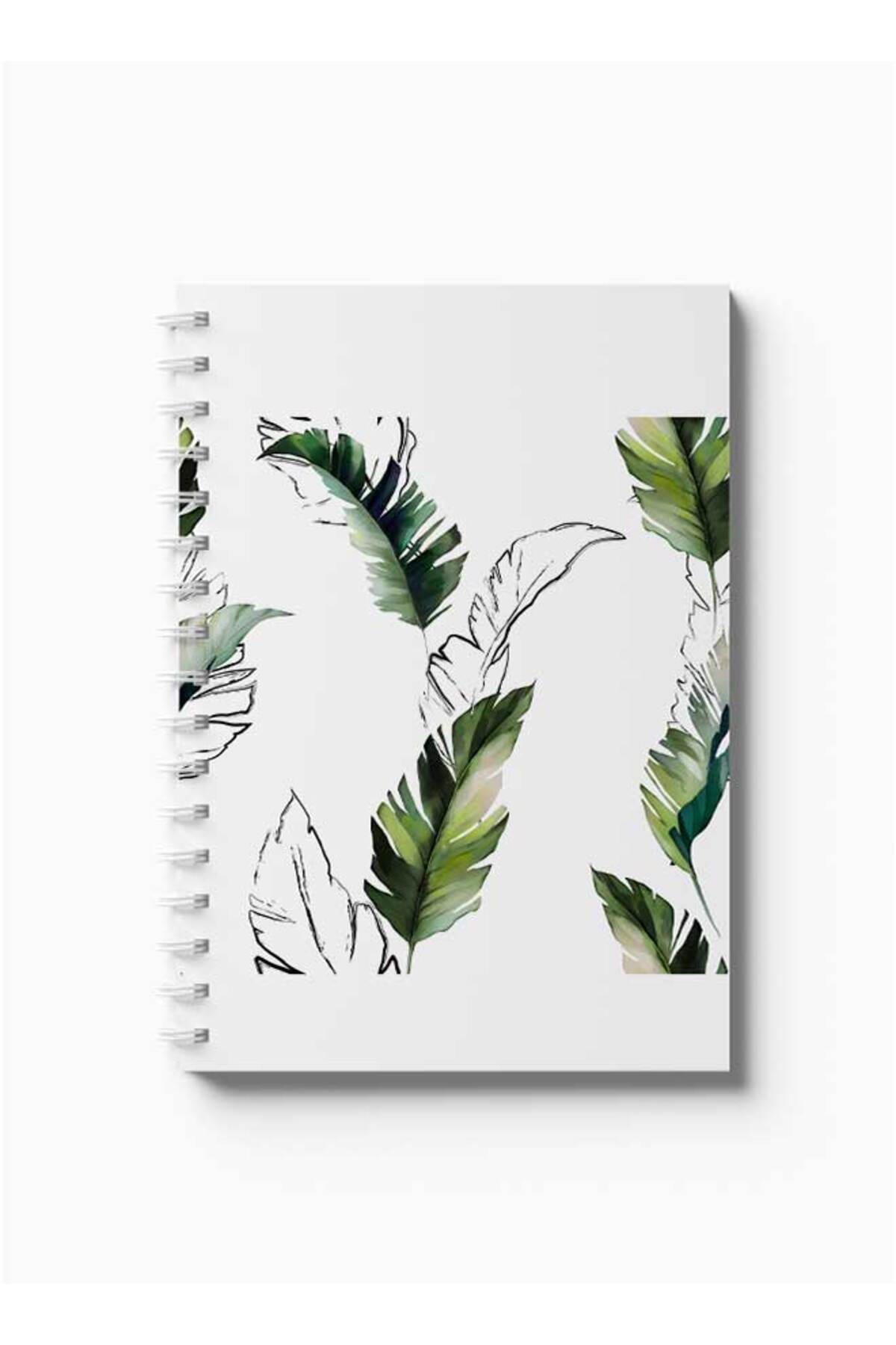 LOWHA-Spiral Notebook with Front and Back Hard Covers Featuring Leaves Design 5