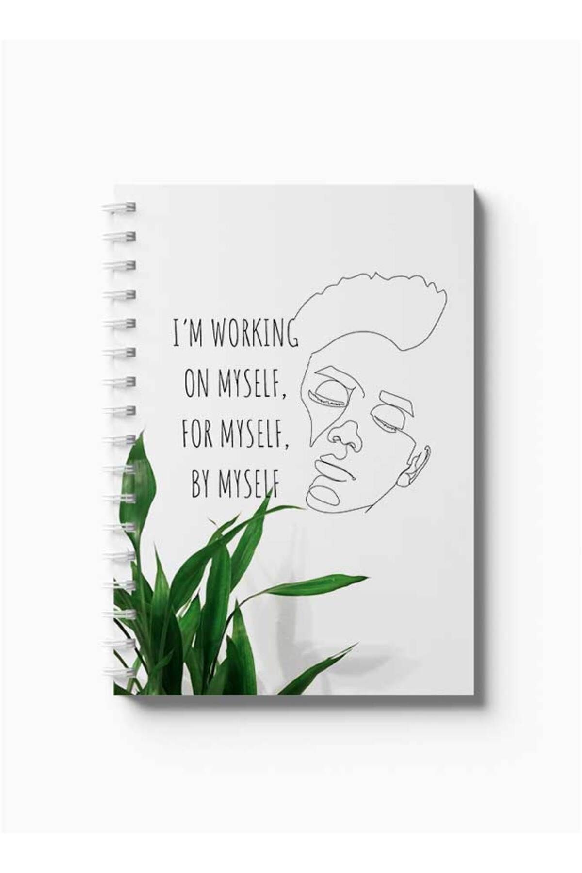 LOWHA-Spiral Notebook with Front and Back Hard Covers Featuring I'm Working on Myself for Myself Design 5