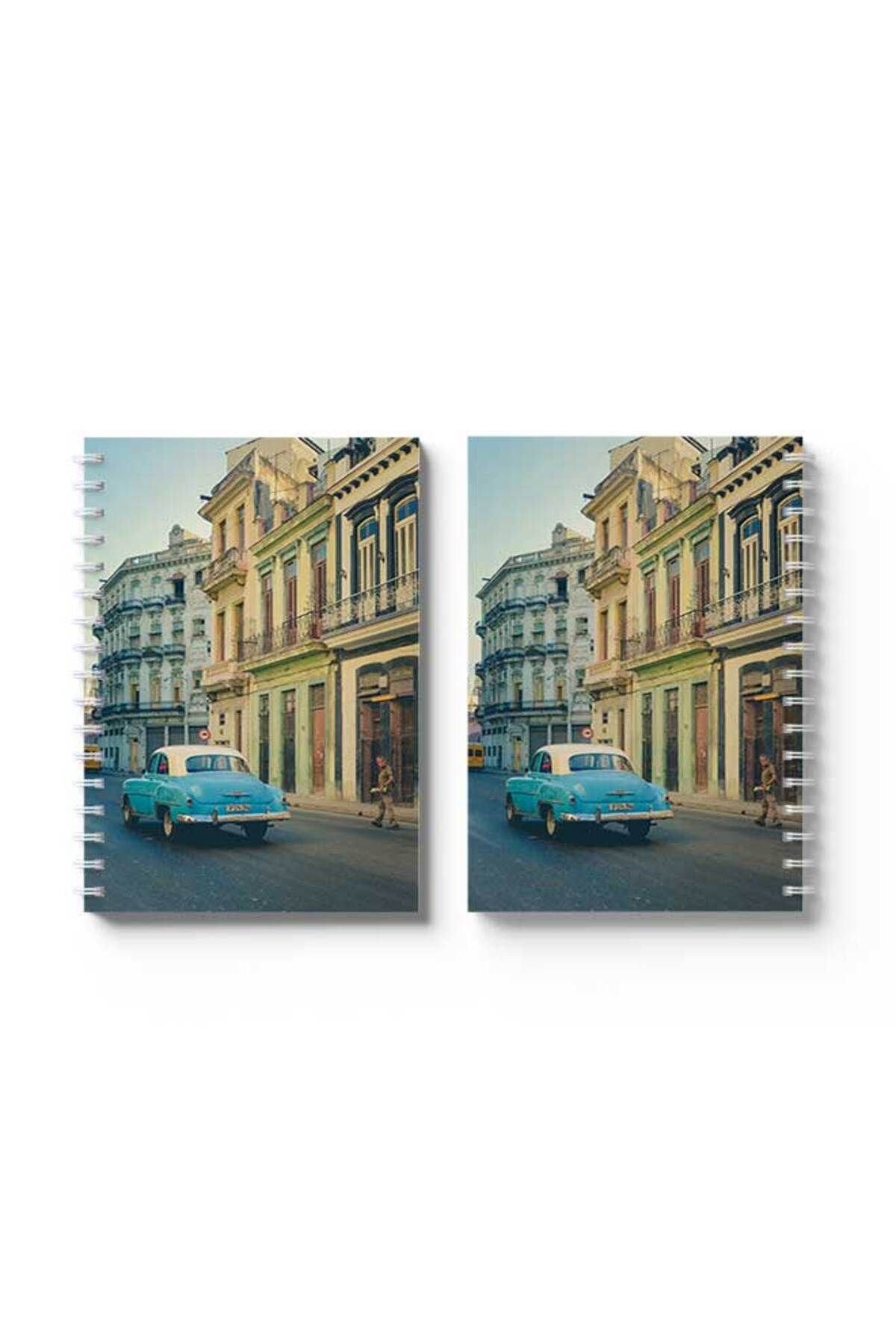LOWHA-Spiral Notebook with Front and Back Hard Covers Featuring Colourful Streets Design 4