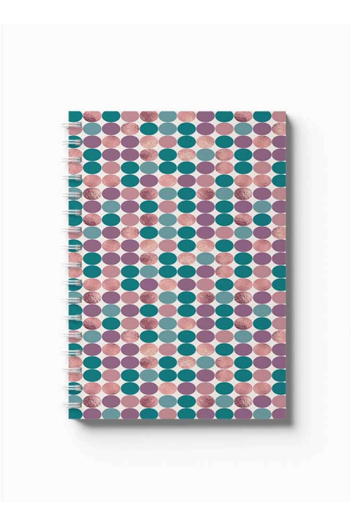 LOWHA-Spiral Notebook with Front and Back Hard Covers Featuring Colourful Circles Design 5