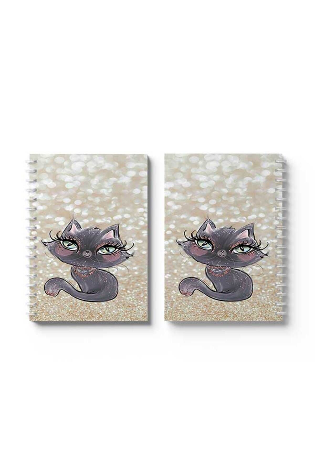 LOWHA-Spiral Notebook with Front and Back Hard Covers Featuring Cat Design 4