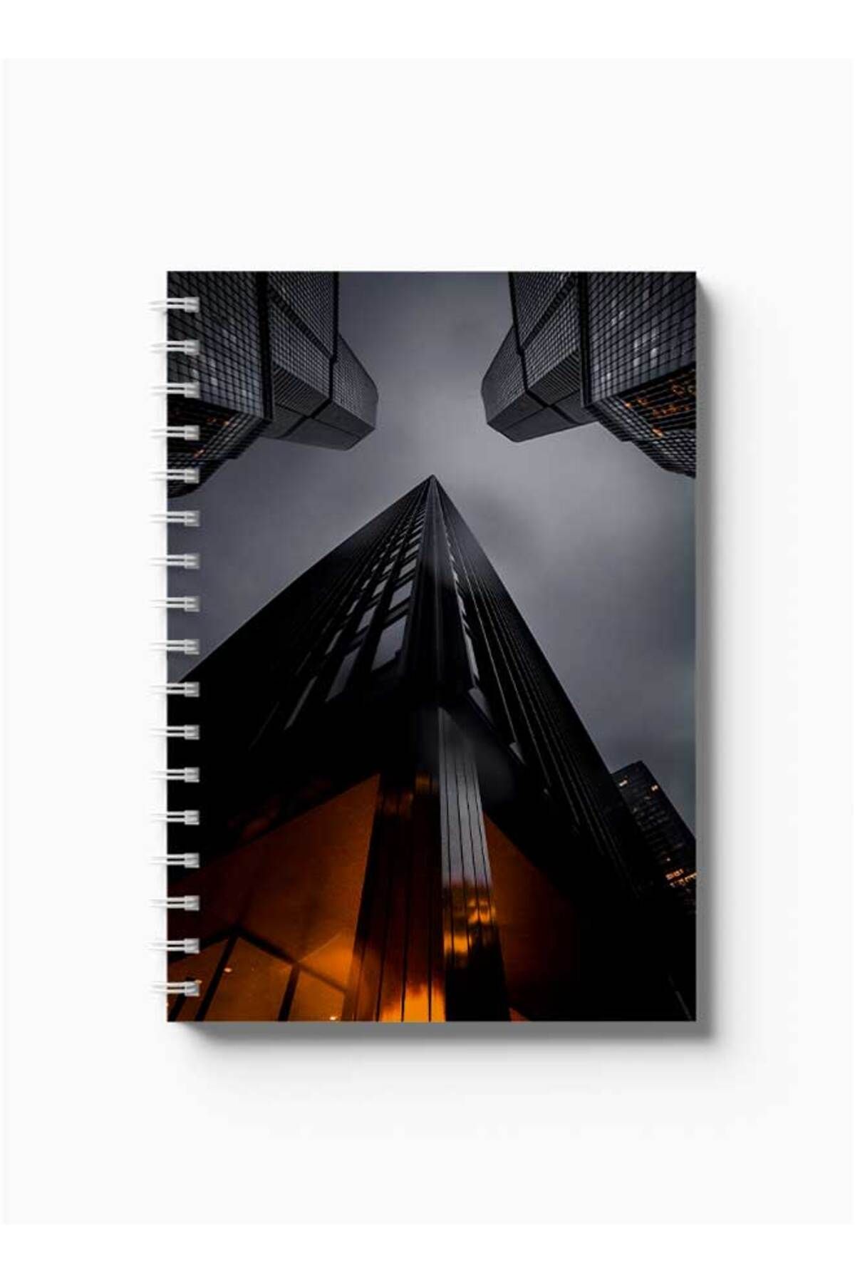 LOWHA-Spiral Notebook with Front and Back Hard Covers Featuring Sky Scraper Design 5