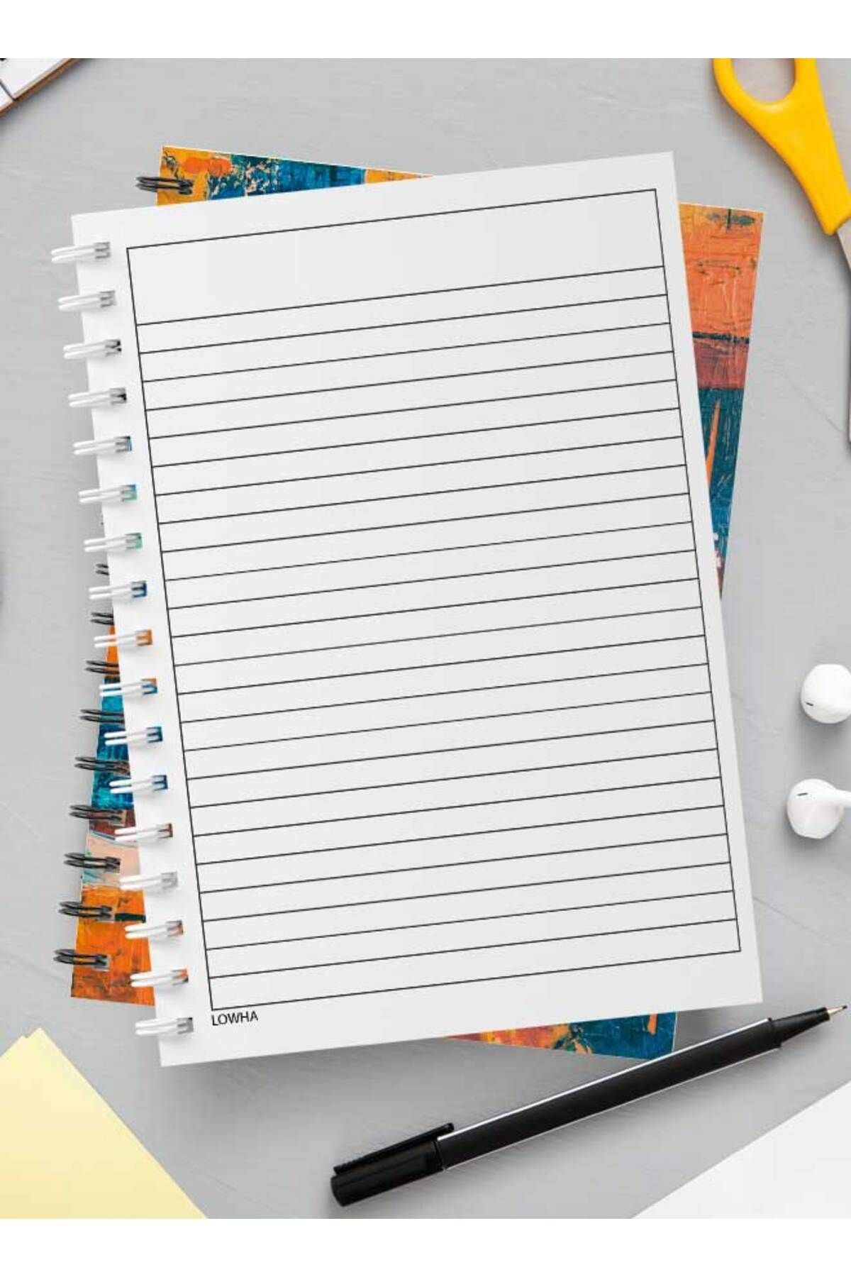 LOWHA-Spiral Notebook with Front and Back Hard Covers Featuring Mixed Hand Paint Design 3