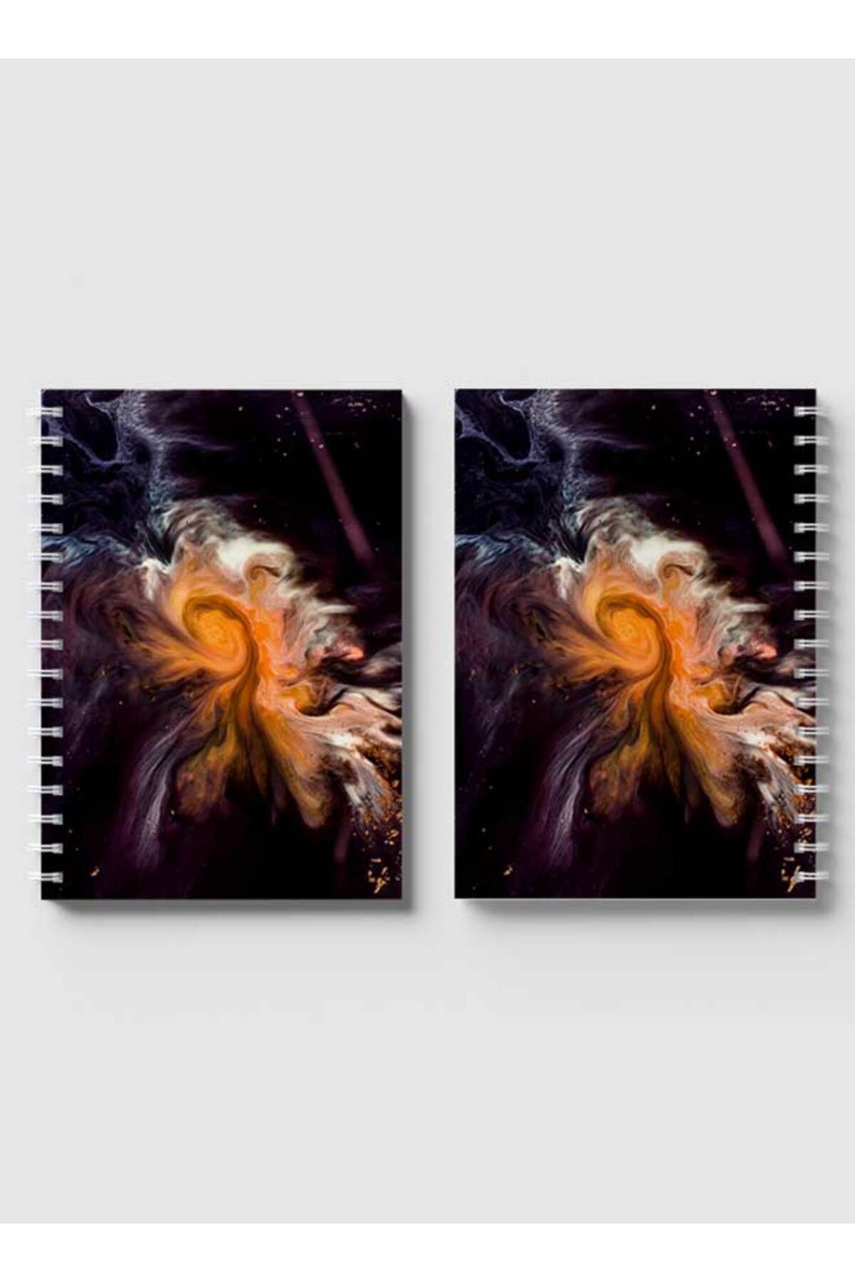 LOWHA-Spiral Notebook with Front and Back Hard Covers Featuring Space Texture Design 4