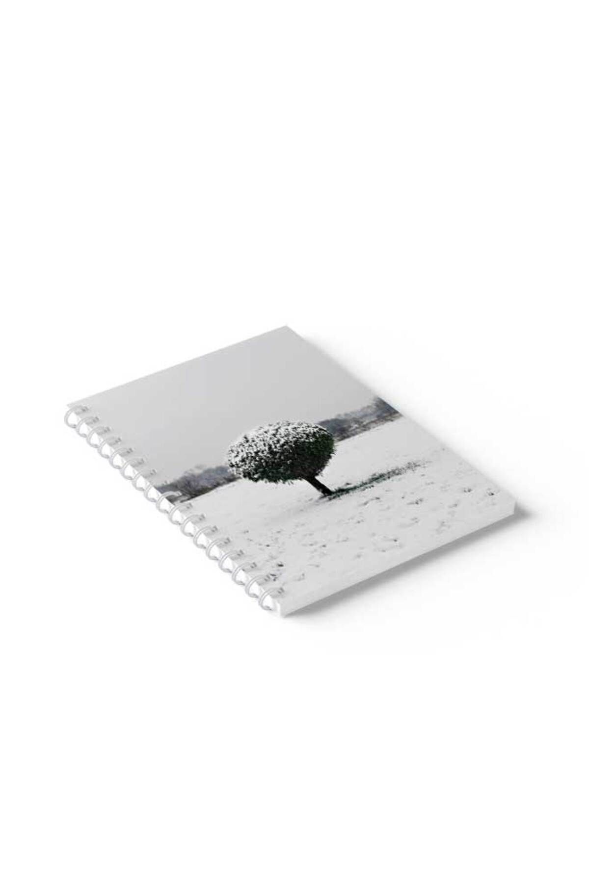 LOWHA-Spiral Notebook with Front and Back Hard Covers Featuring Tree in the Snow Design 2