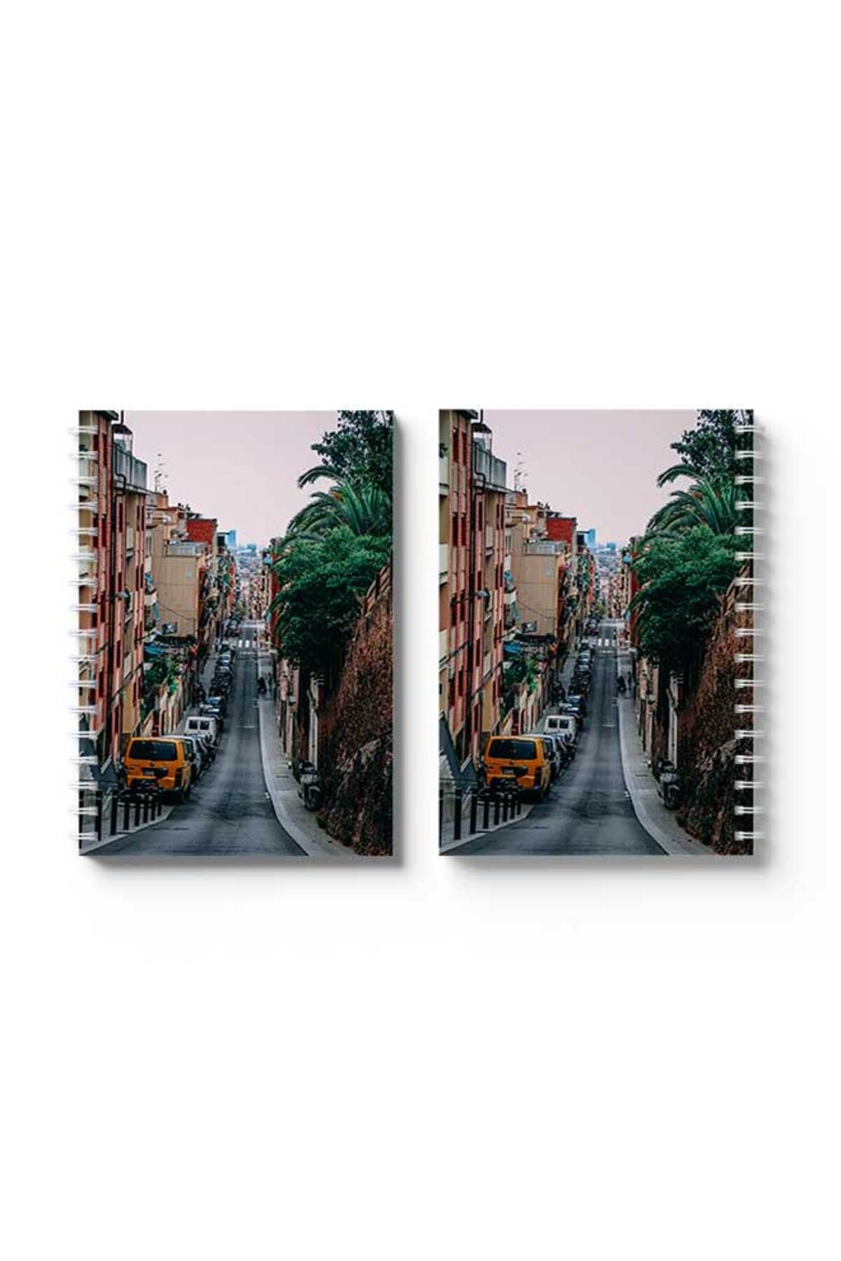 LOWHA-Spiral Notebook with Front and Back Hard Covers Featuring Part of the City Design 4