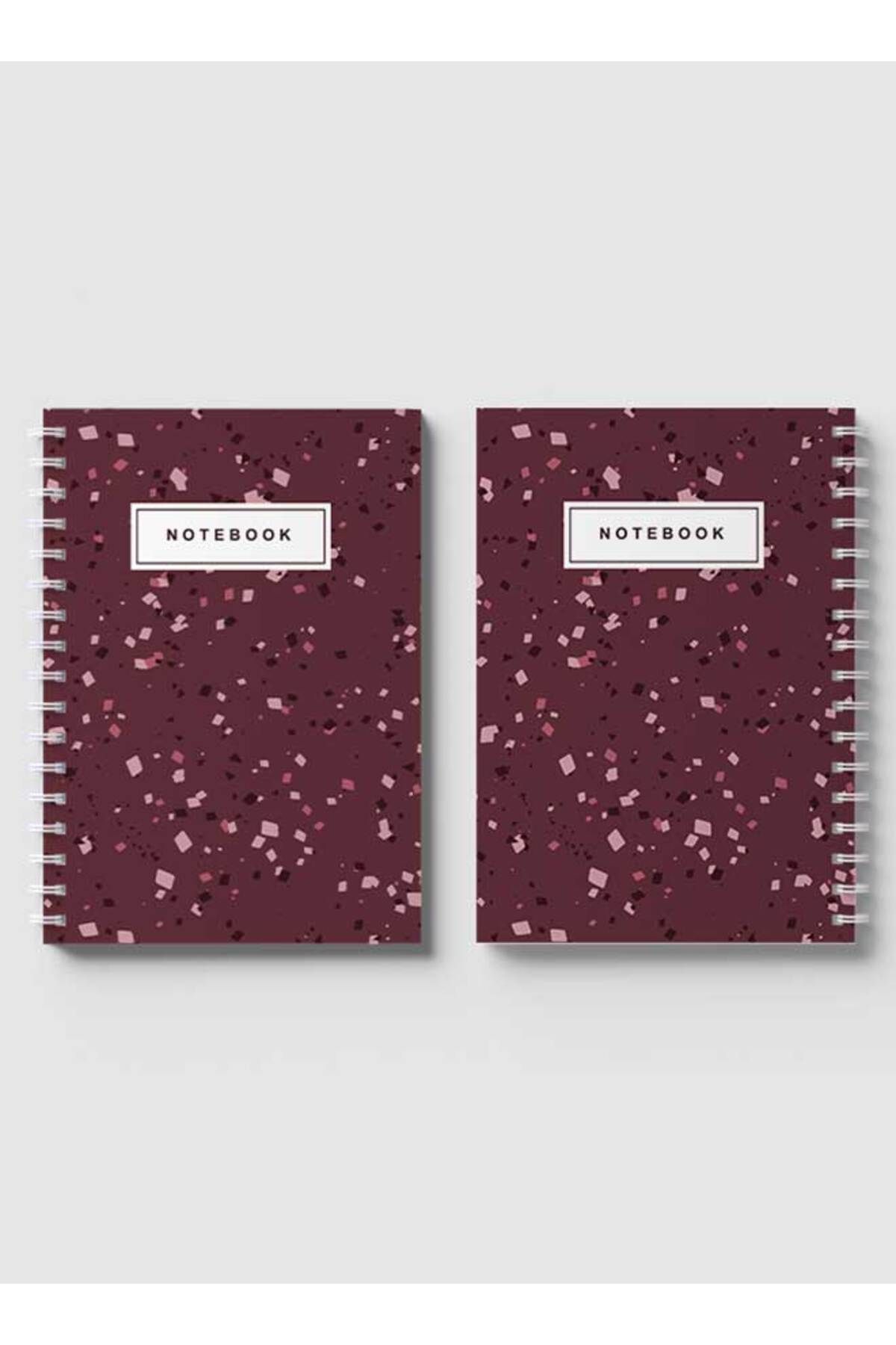 LOWHA-Spiral Notebook with Front and Back Hard Covers Featuring Terrazzo Style Design 4