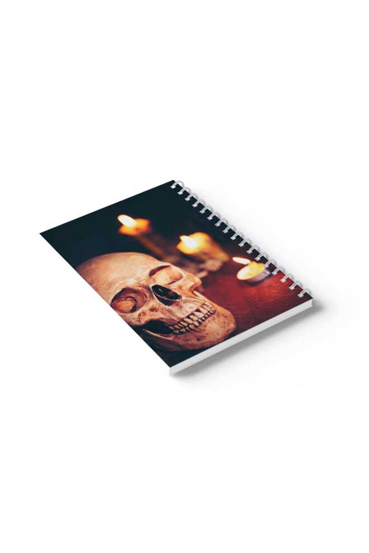 LOWHA-Spiral Notebook with Front and Back Hard Covers Featuring Skull Design 6